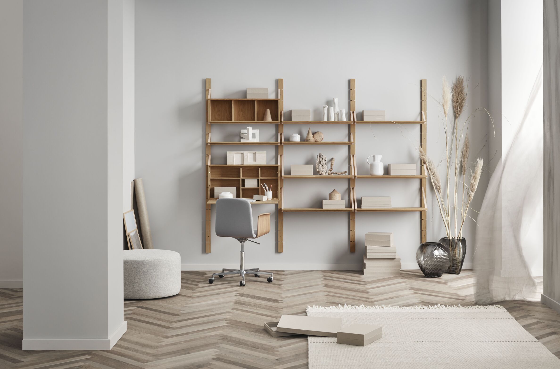 Bureau stoel PALM gebleekt fineer met zwarte basis