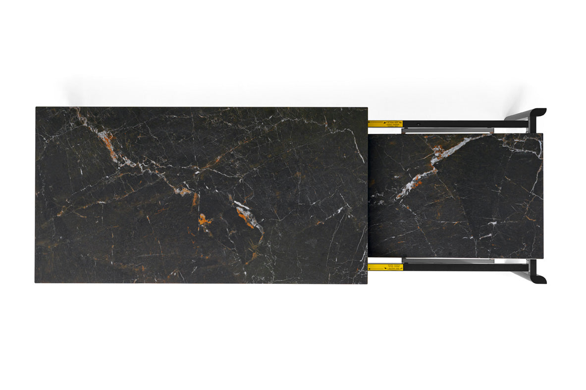 Uittrekbare tafel STREAM met zwart blad en zwarte basis