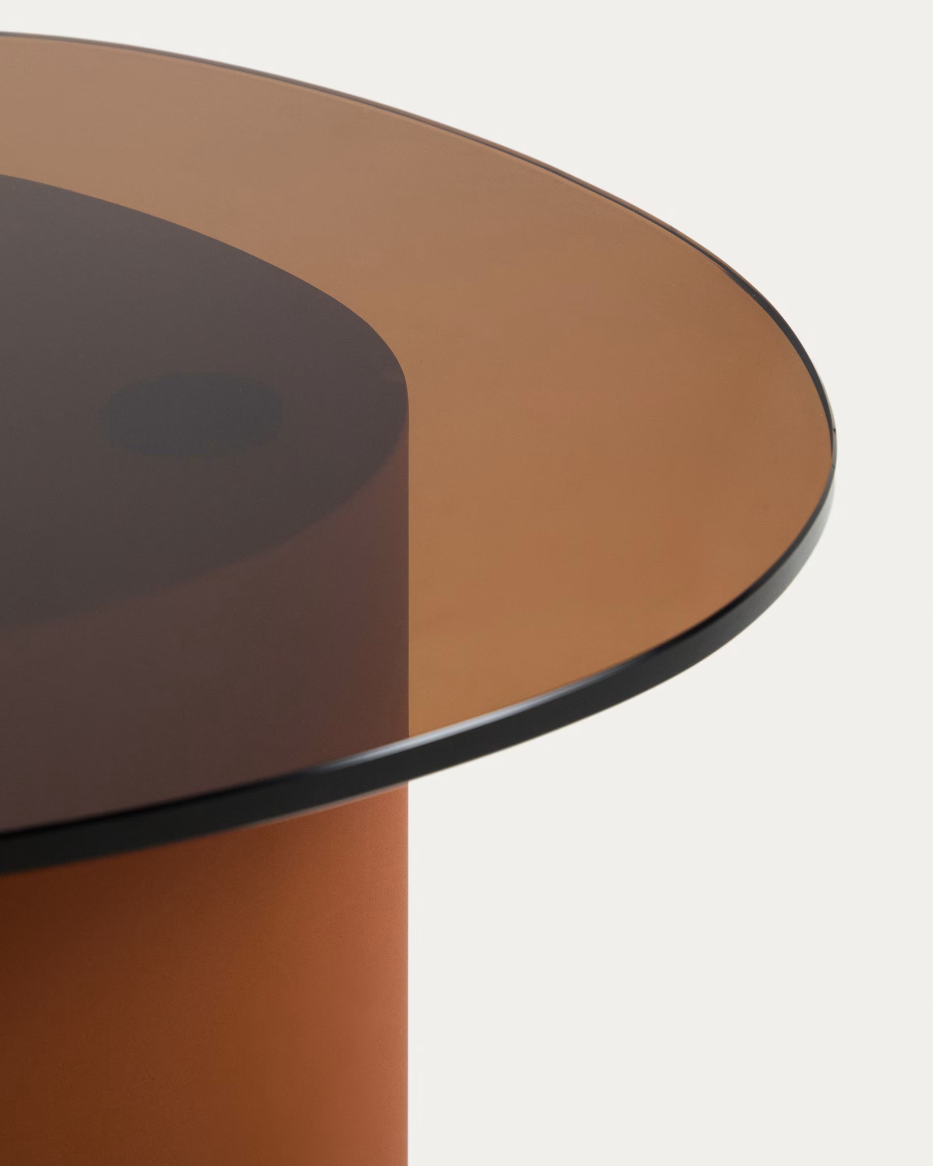 OLIR Side Table with Glass Top and Brown Base