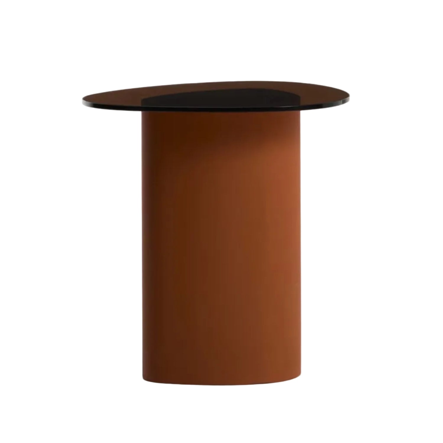 OLIR Side Table with Glass Top and Brown Base