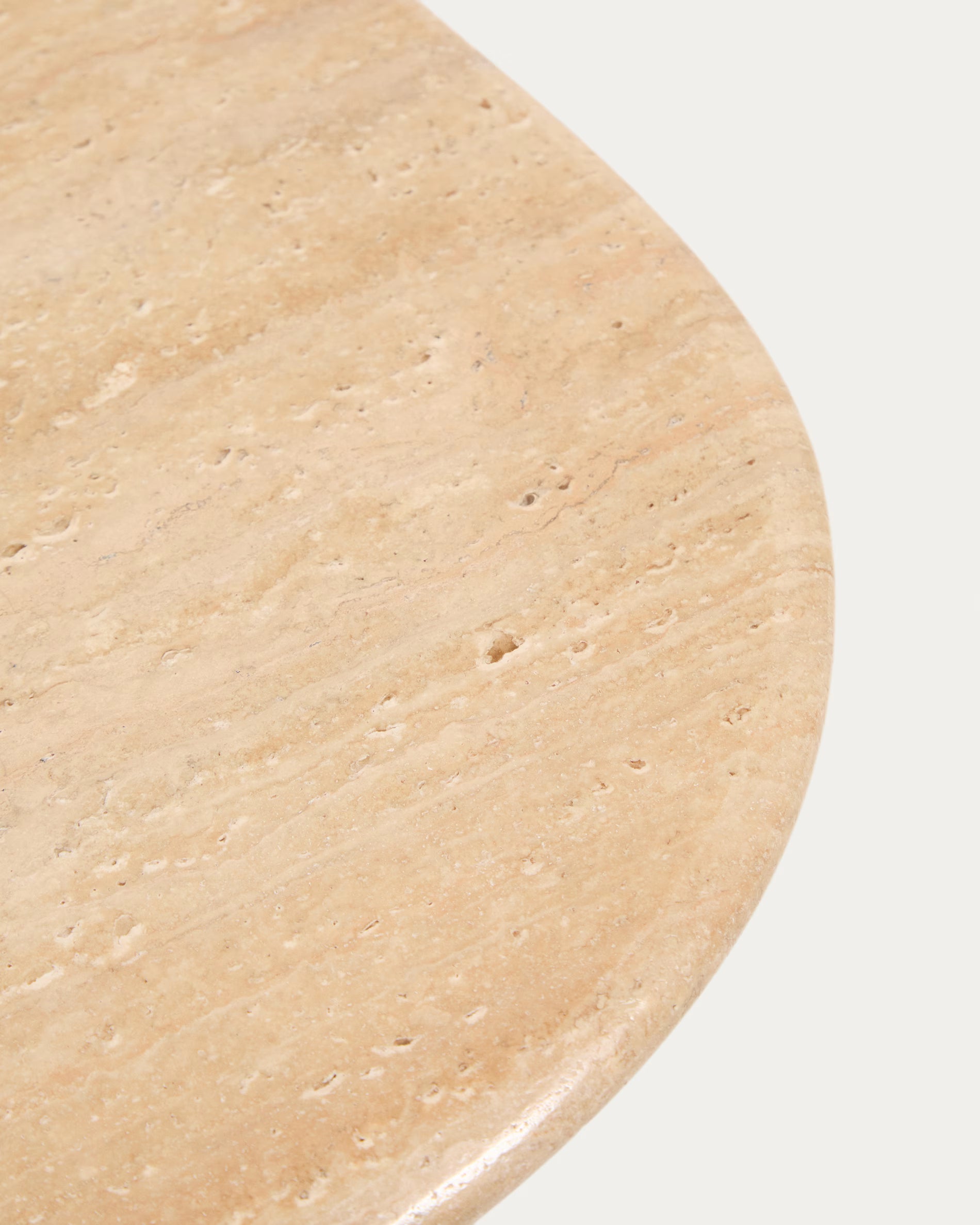 PIRITA Coffee Table in Travertine with Dark Wooden Base