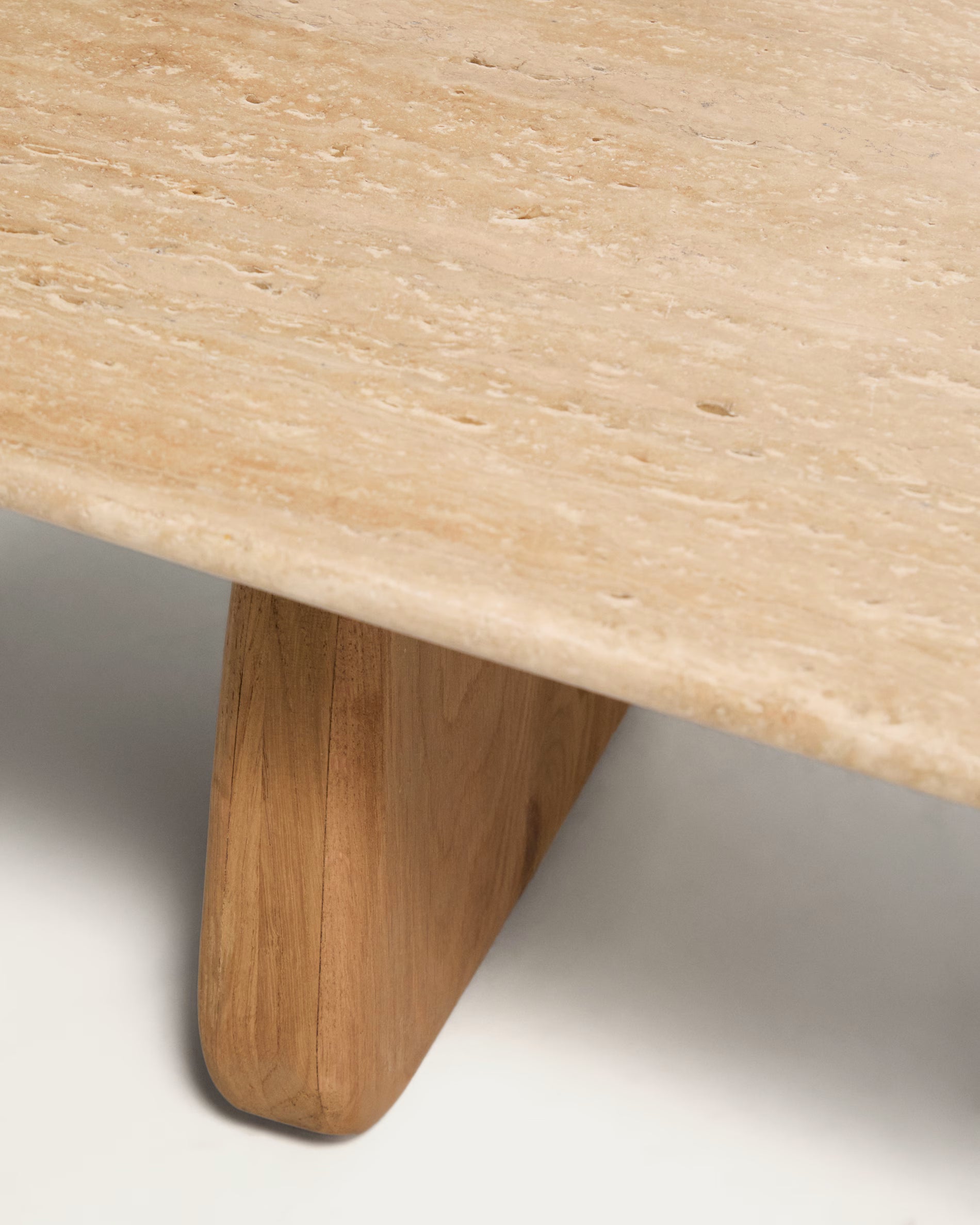 Salontafel PIRITA travertijn met houten basis