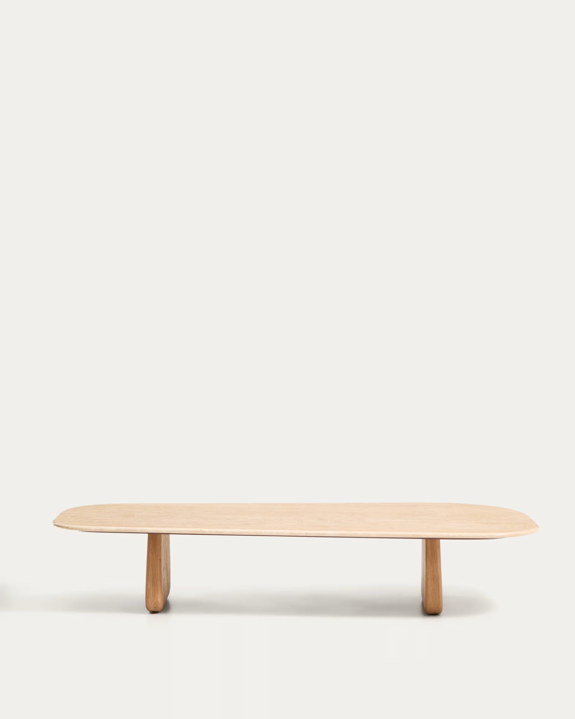 Salontafel PIRITA travertijn met houten basis
