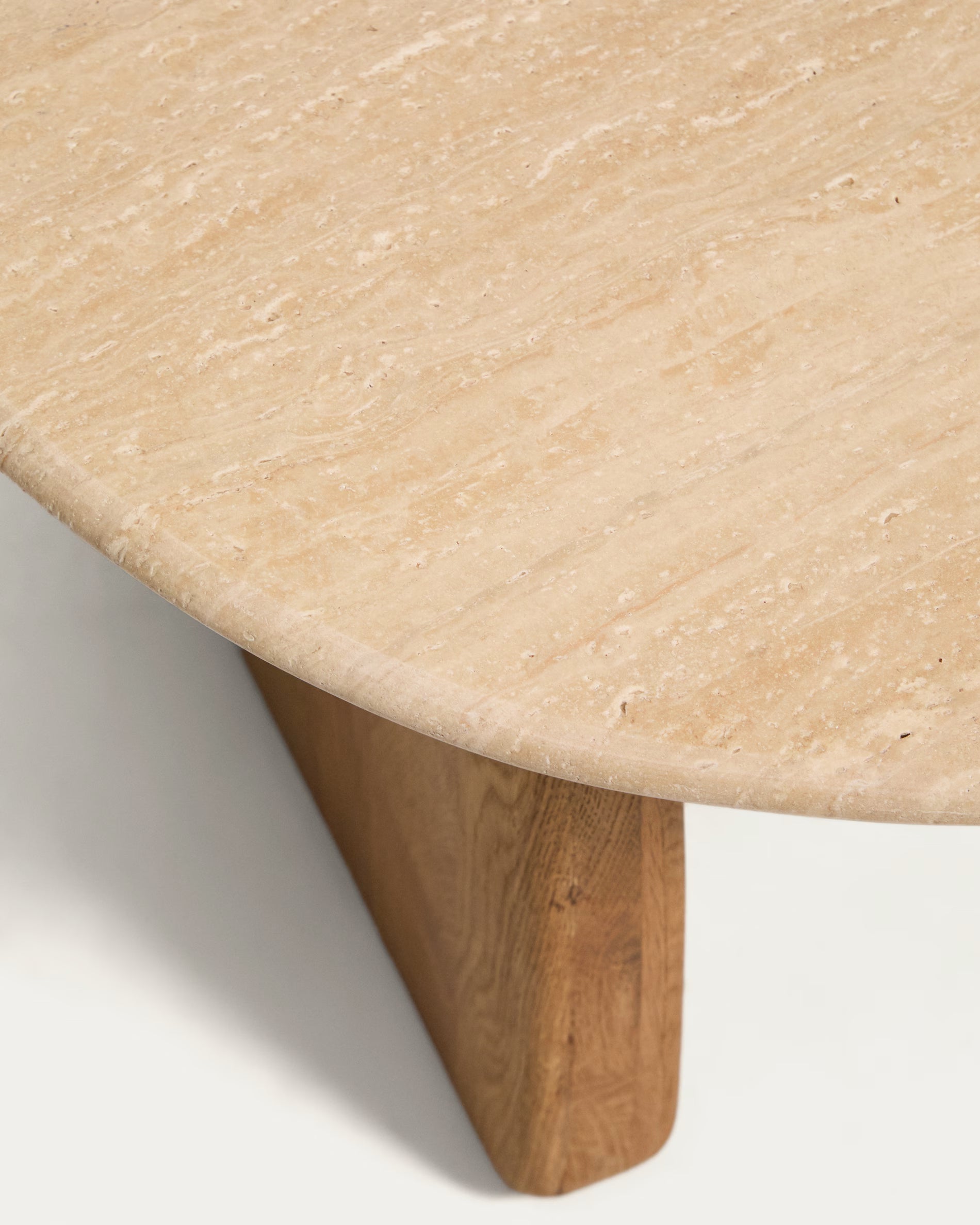 Bijzettafel PIRITA travertijn met houten basis