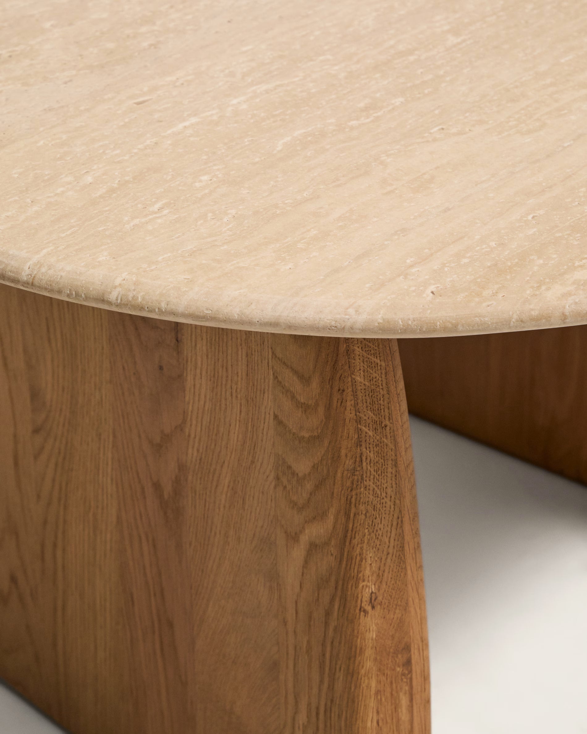 Bijzettafel PIRITA travertijn met houten basis