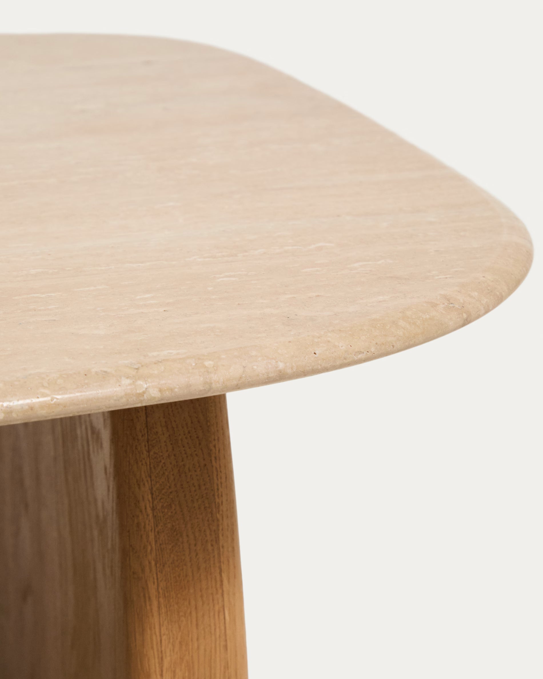 Bijzettafel PIRITA travertijn met houten basis