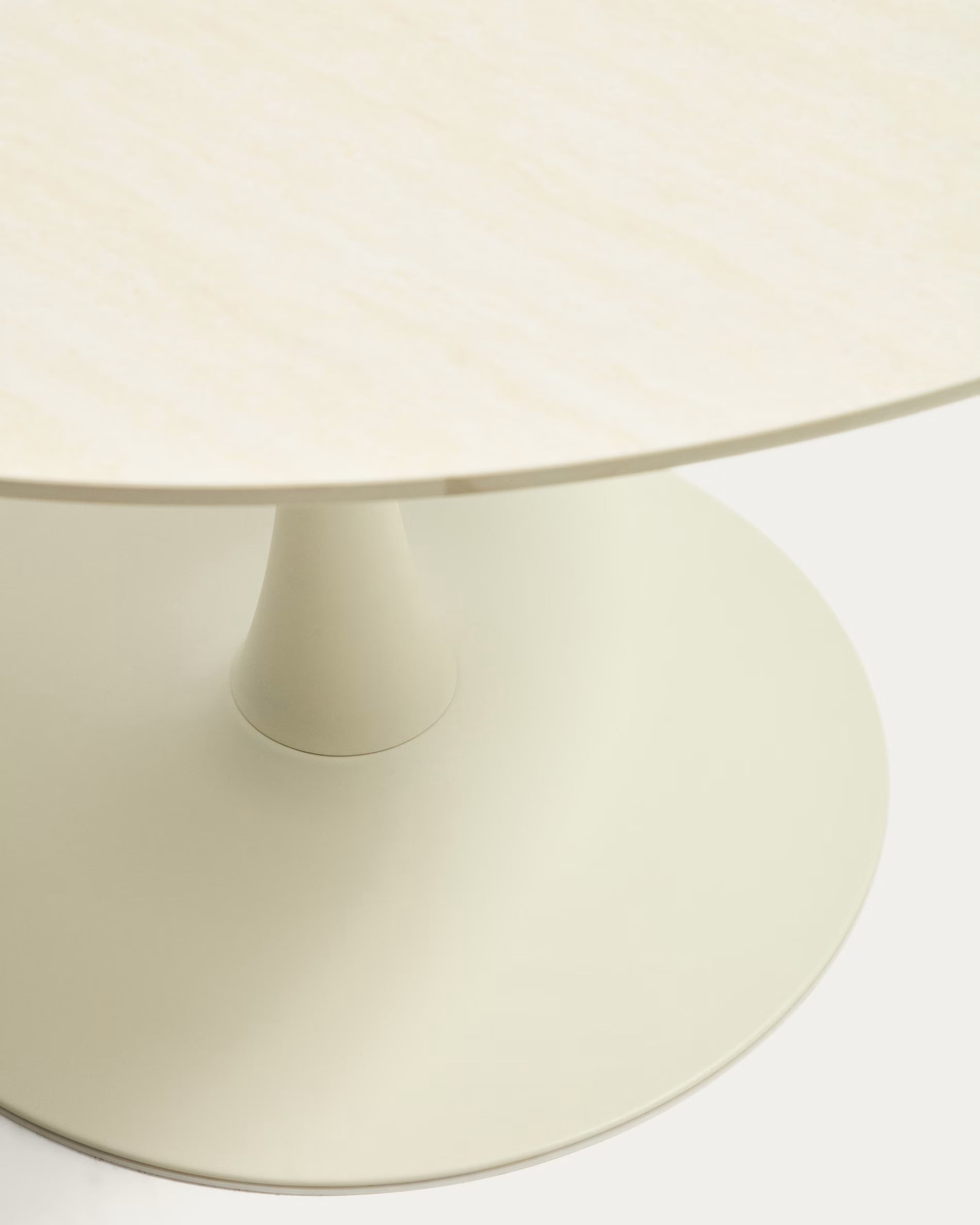 Stół okrągły VEDIRA kremowy z ceramicznym blatem do jadalni