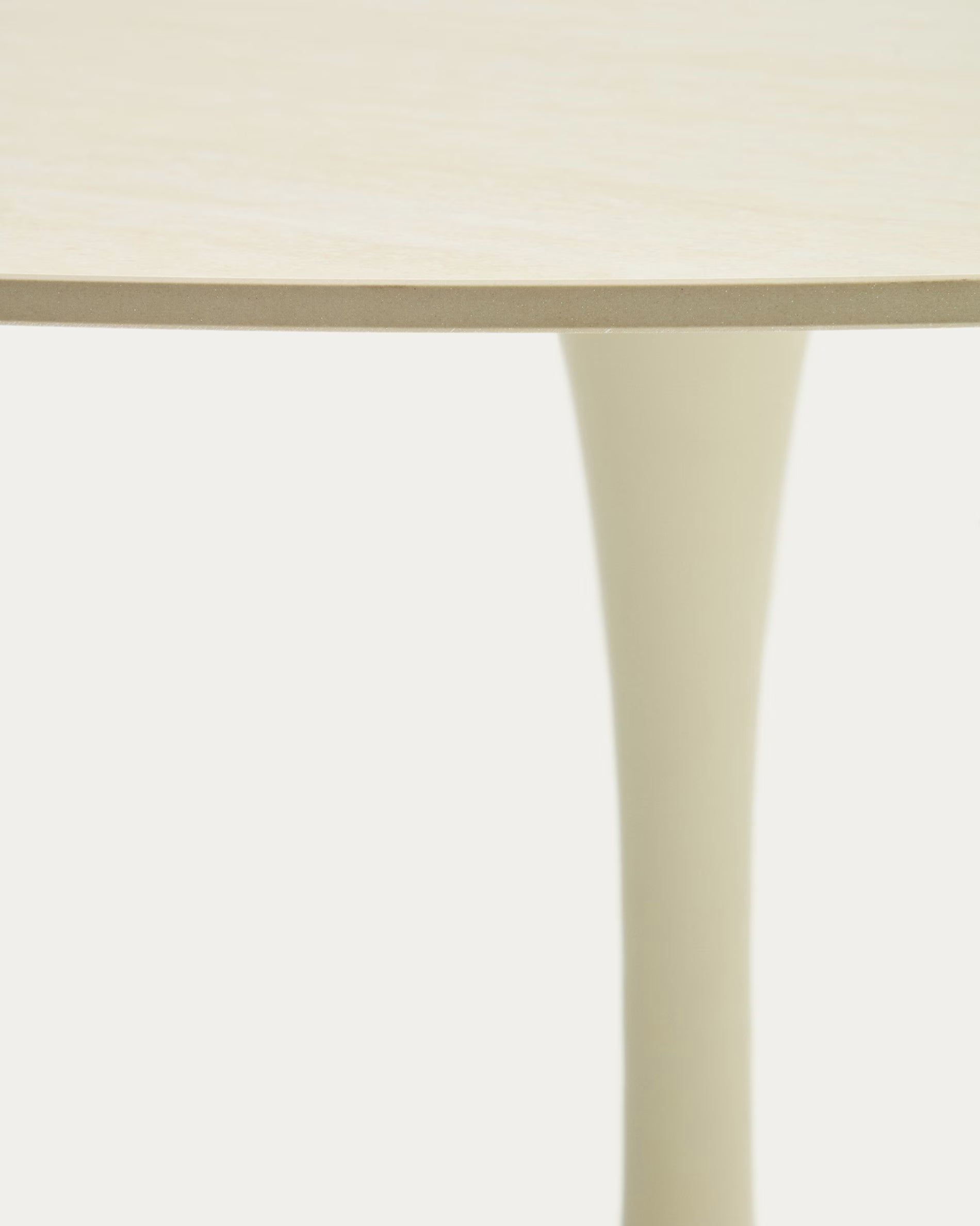 Stół okrągły VEDIRA kremowy z ceramicznym blatem – styl minimalistyczny