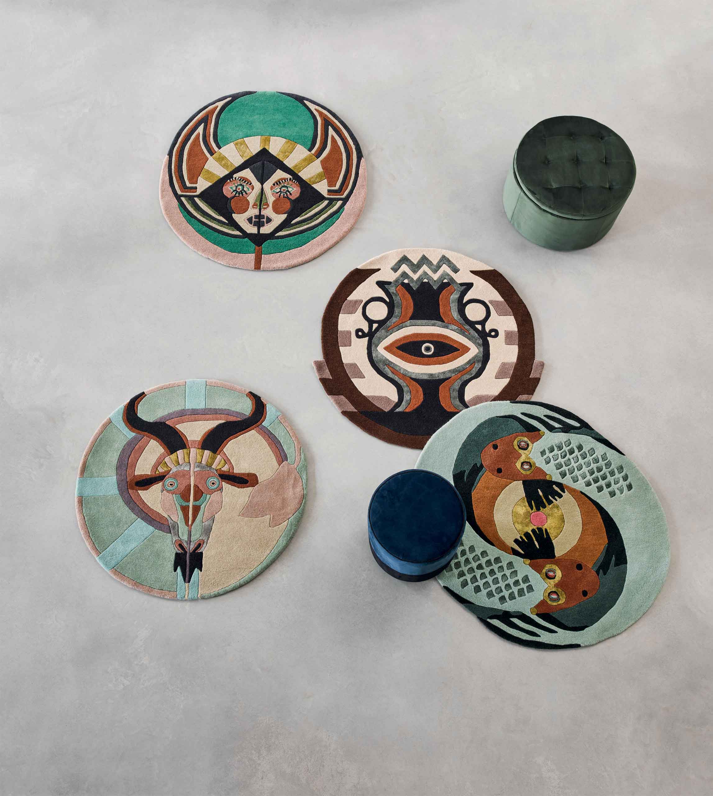 Round rug Zodiac Pisces Zielony