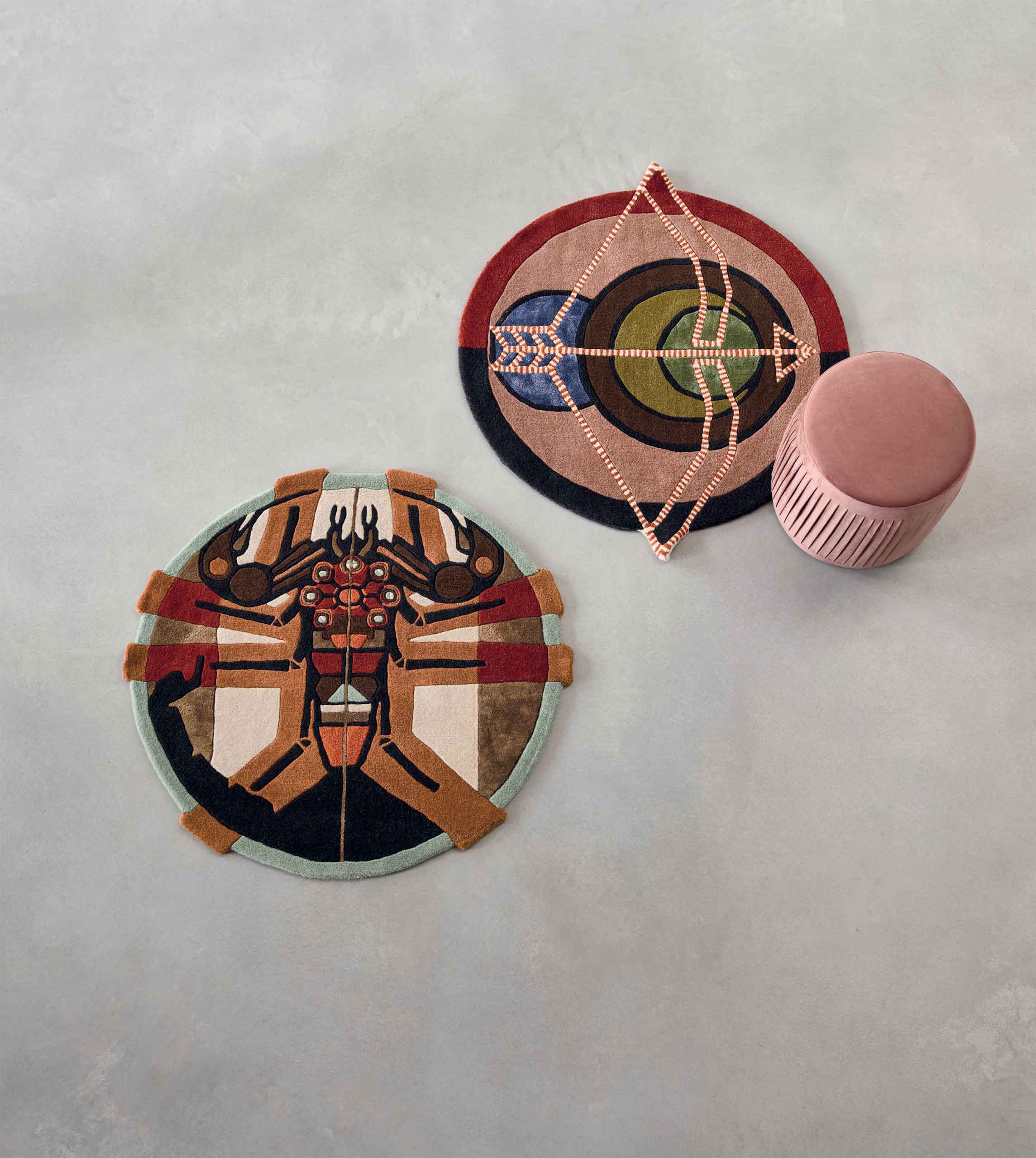 Round rug Zodiac Scorpio brown-green