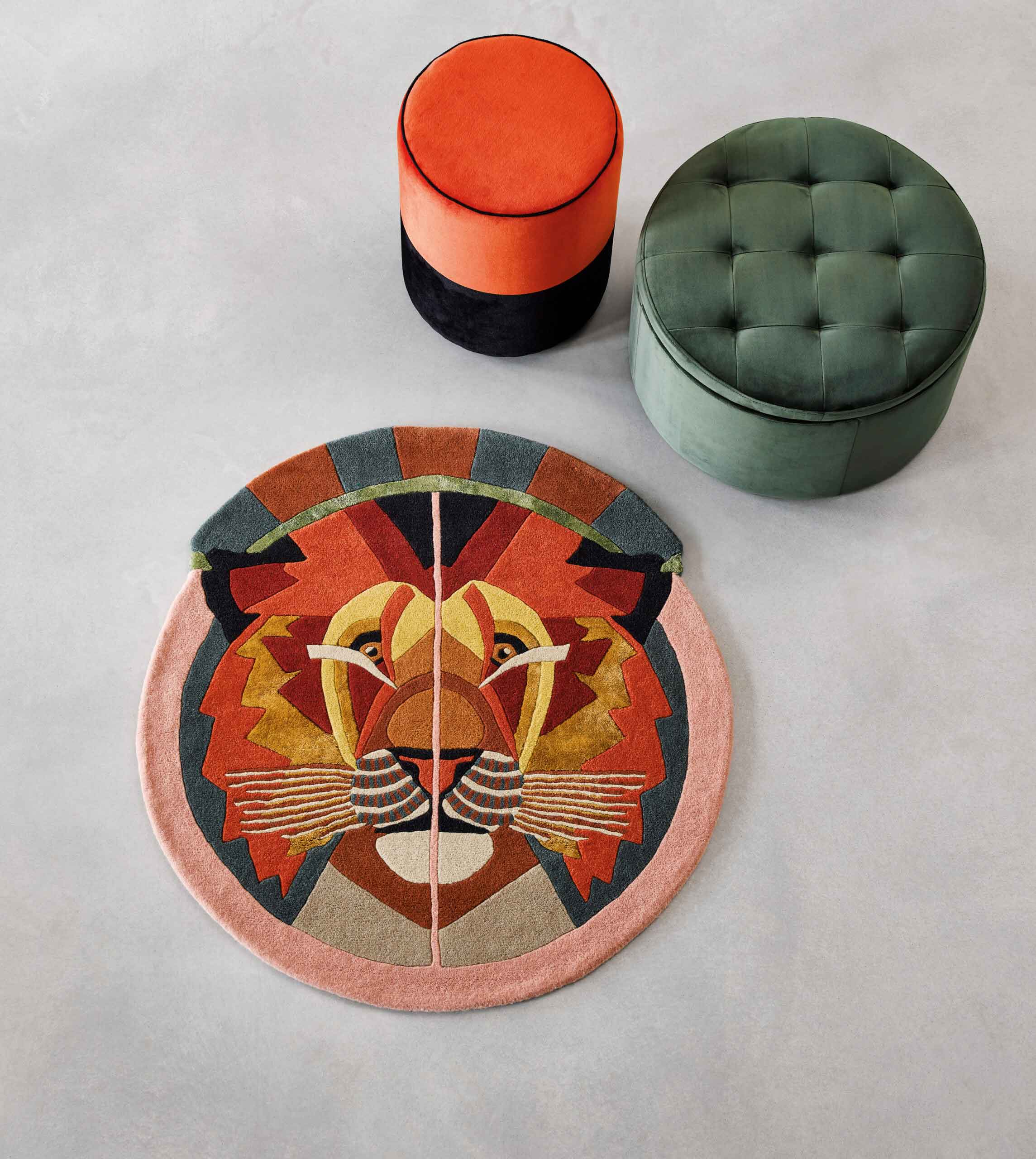 Ronde tapijt ZODIAC LEO bruin-roze