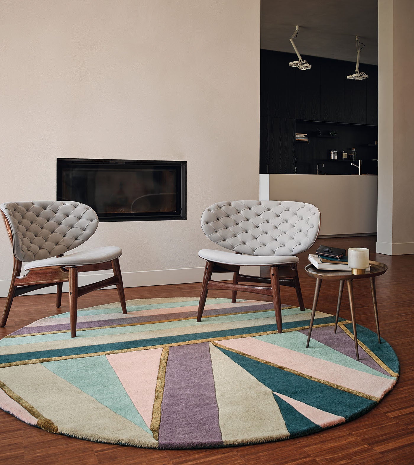 Sahara Round rug purple-turquoise