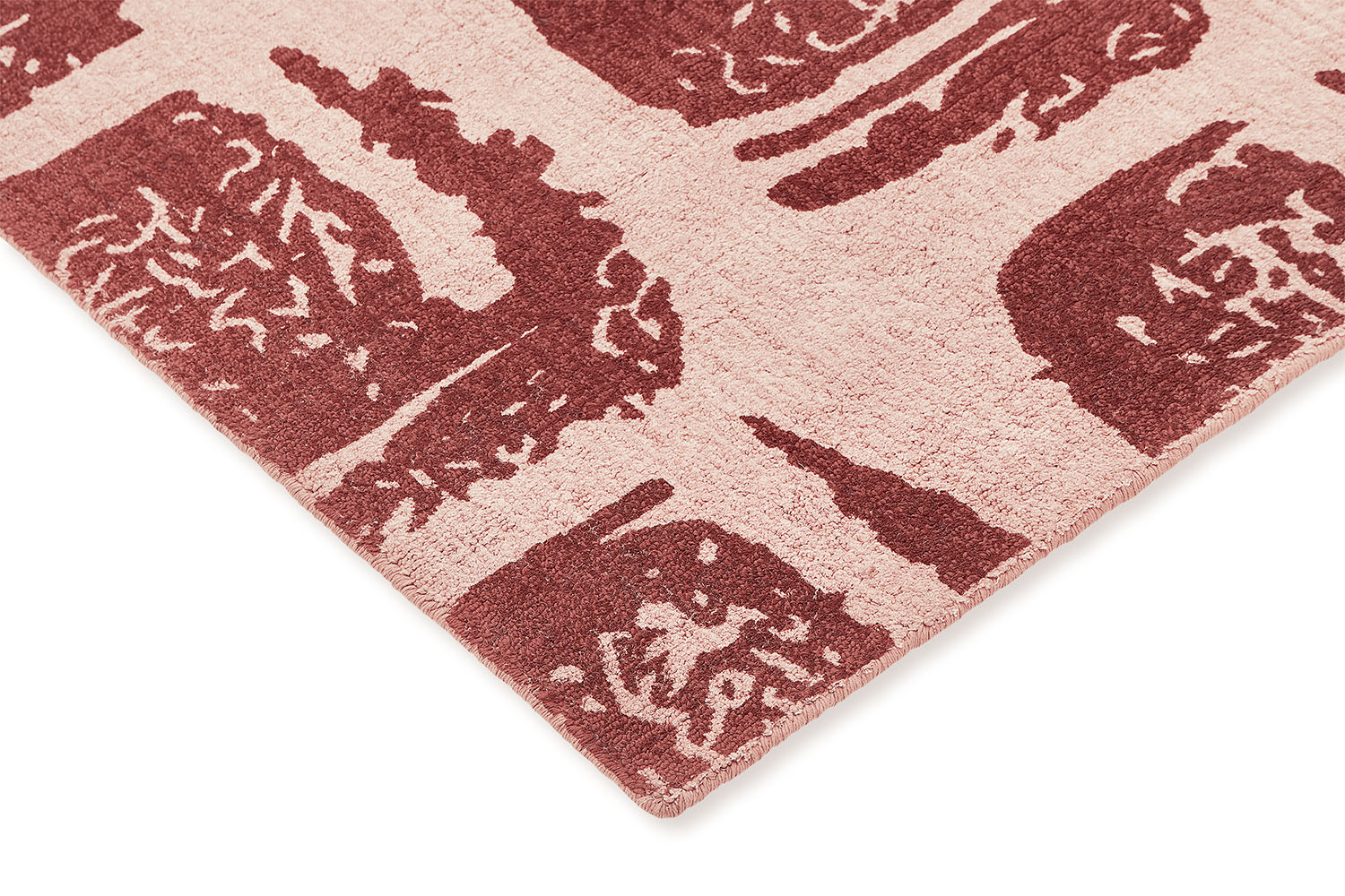 Vloerkleed WOODBLOCK roze-bordeaux
