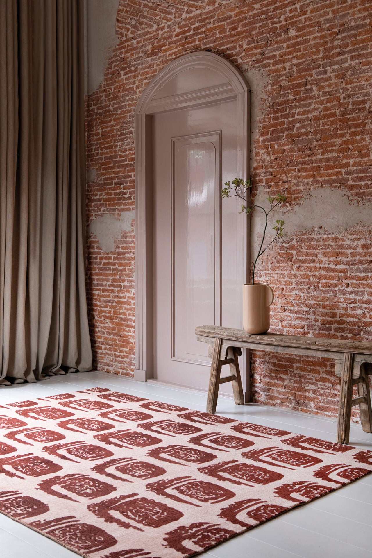 Vloerkleed WOODBLOCK roze-bordeaux