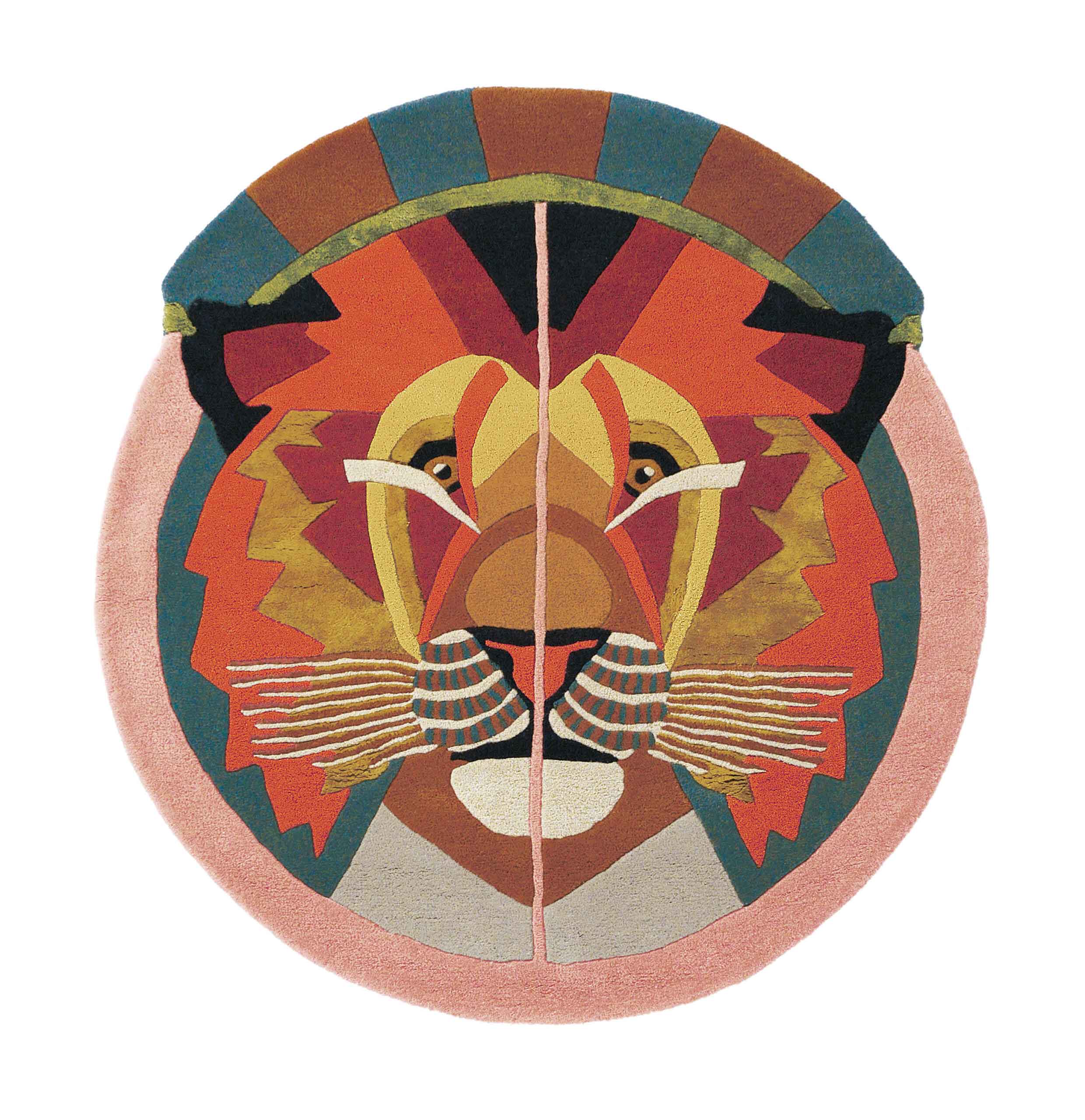 Ronde tapijt ZODIAC LEO bruin-roze