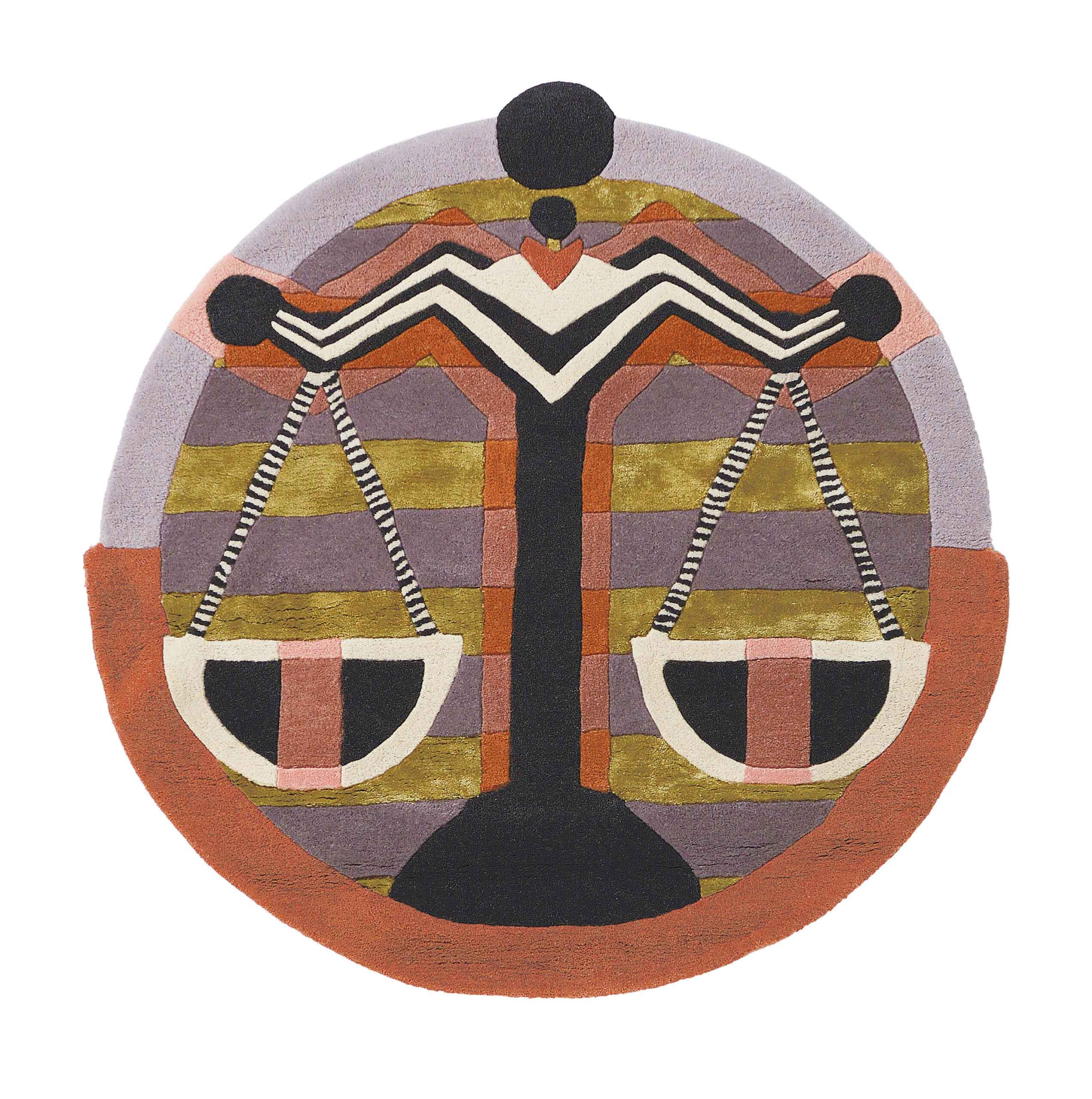 Round rug Zodiac Libra lavender-brown