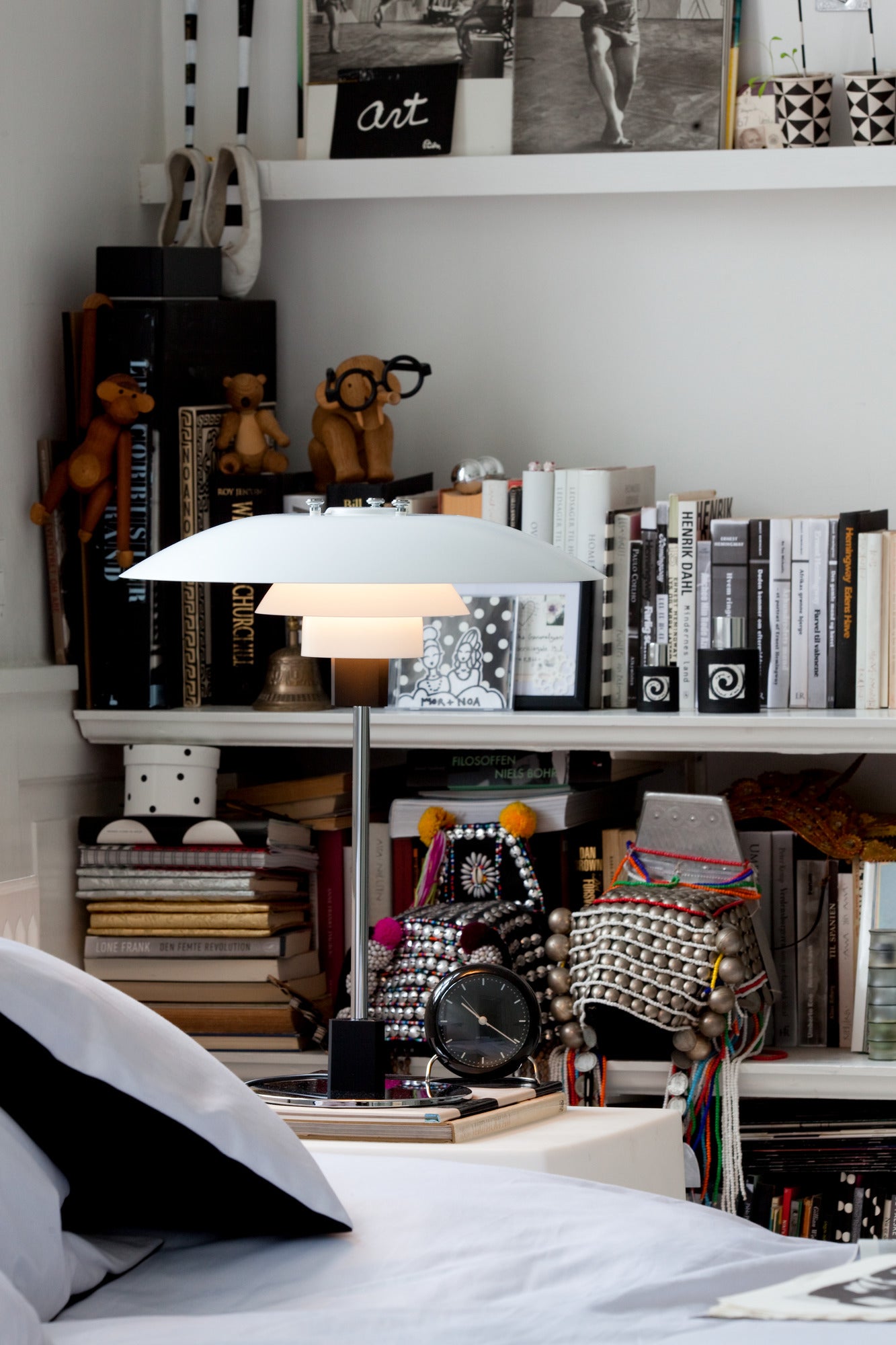 Tafellamp PH 4/3 wit met verchroomde voet