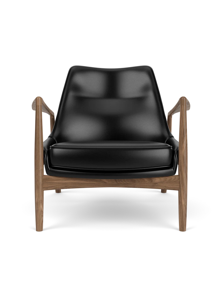 THE SEAL armchair black leather with walnut base