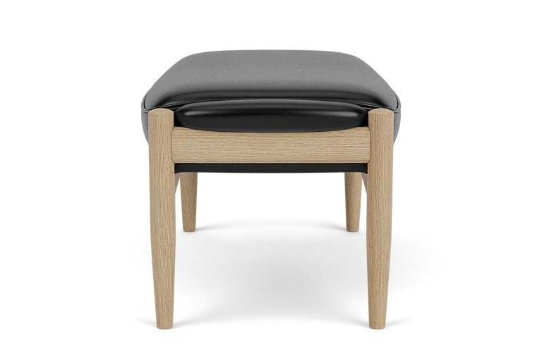 THE SEAL footrest black leather with oak base