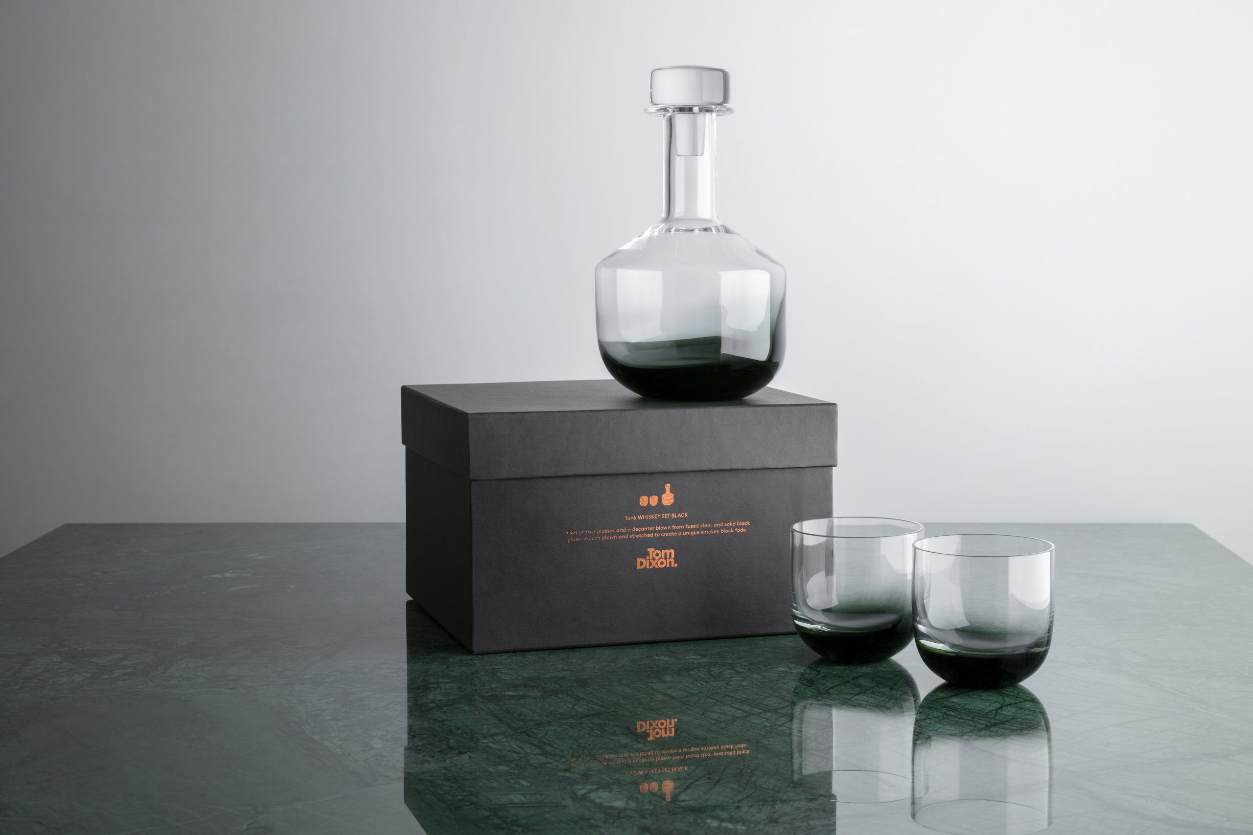 Set Whiskybrillen Tank schwarzes Glas