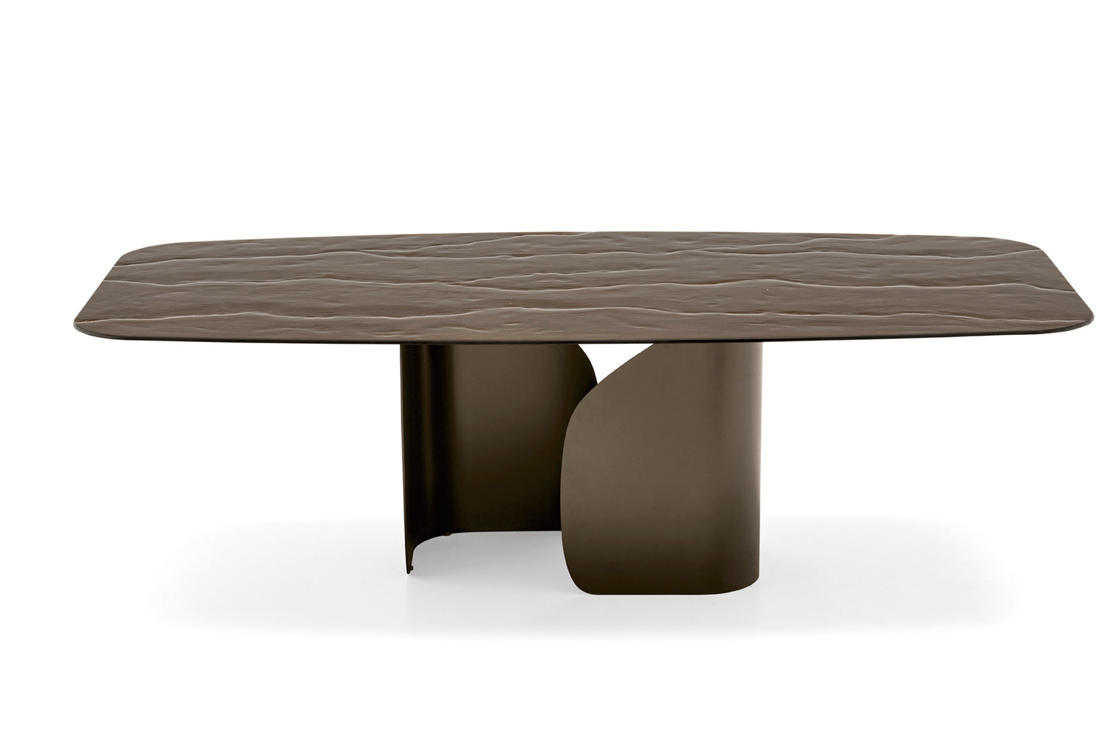 Tisch TWINS mit braunem Glasplatte und braunem Gestell