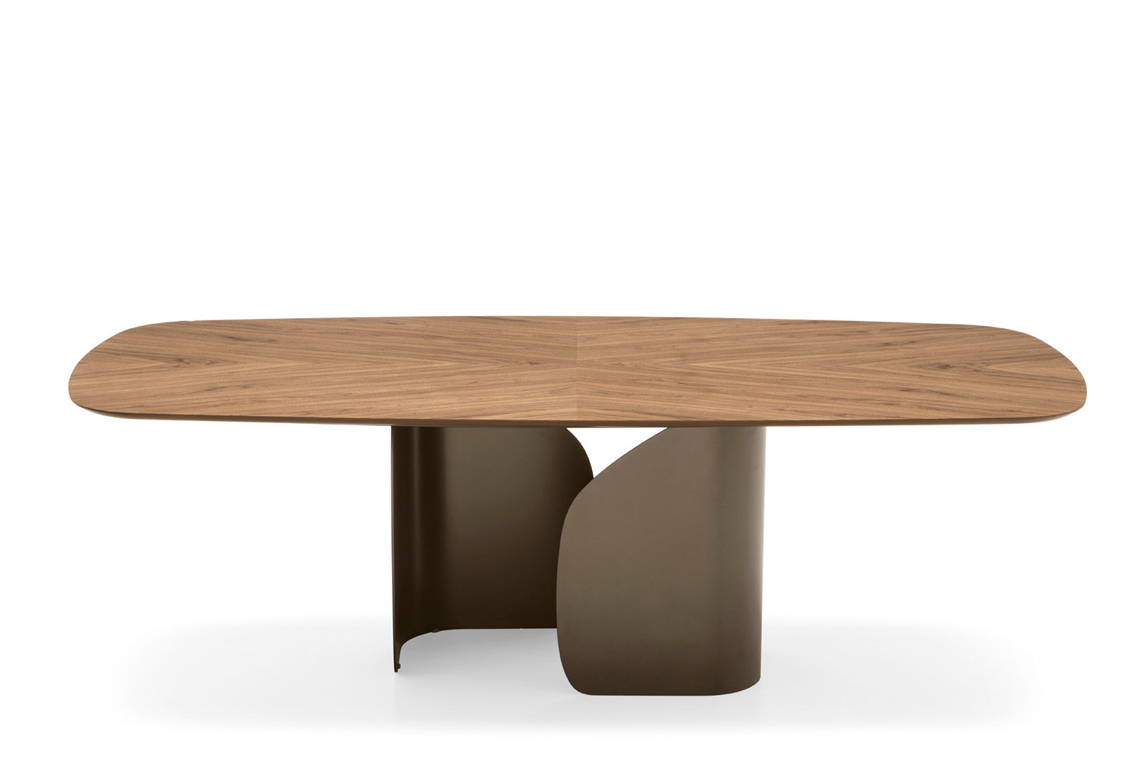 Tisch TWINS mit Nussbaumplatte und braunem Gestell