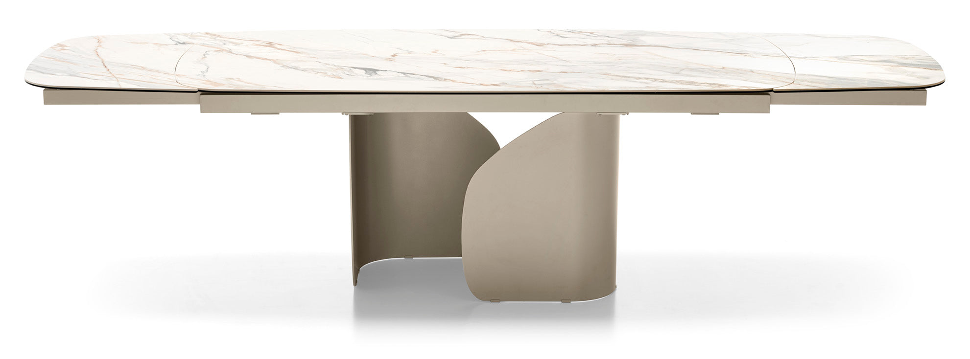 Uitschuifbare tafel TWINS met beige blad en beige basis