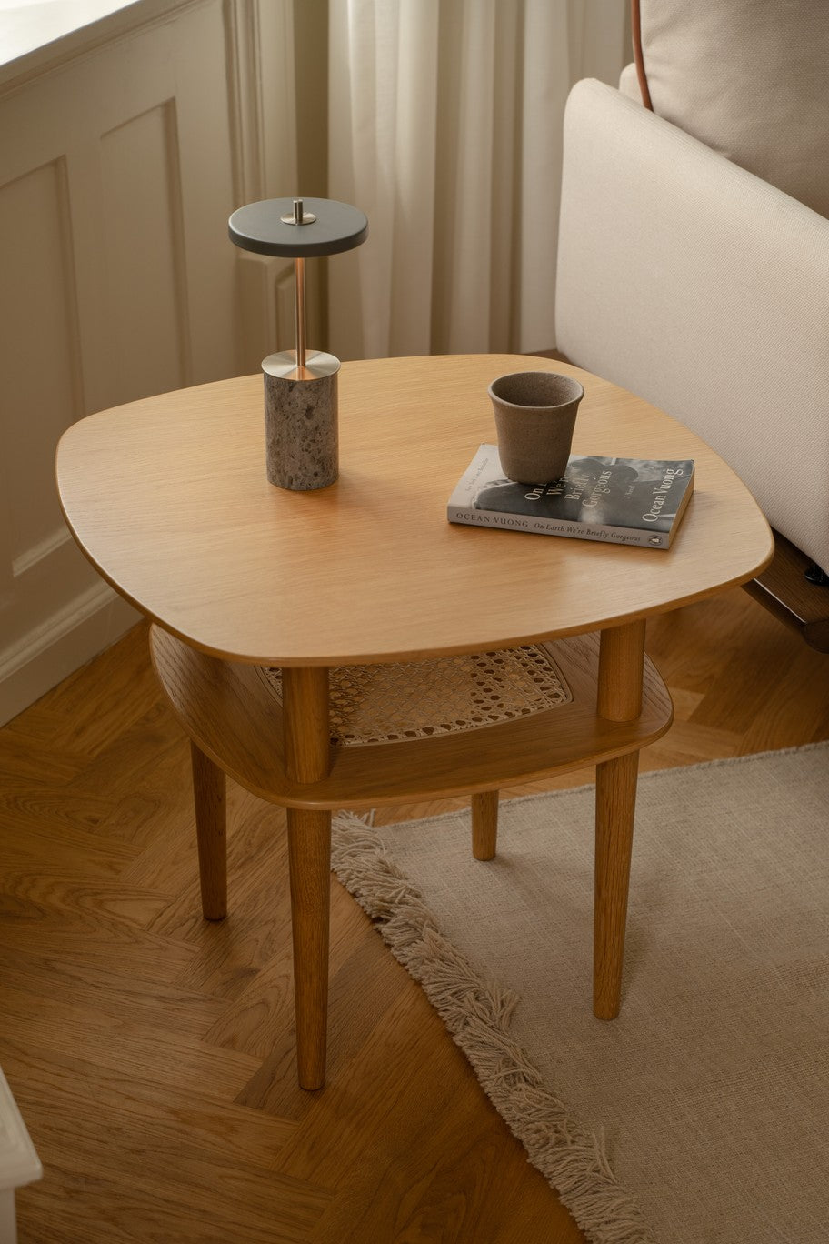 Tafellamp ASTERIA MOVE MINI grijs marmer met gouden inzetstuk