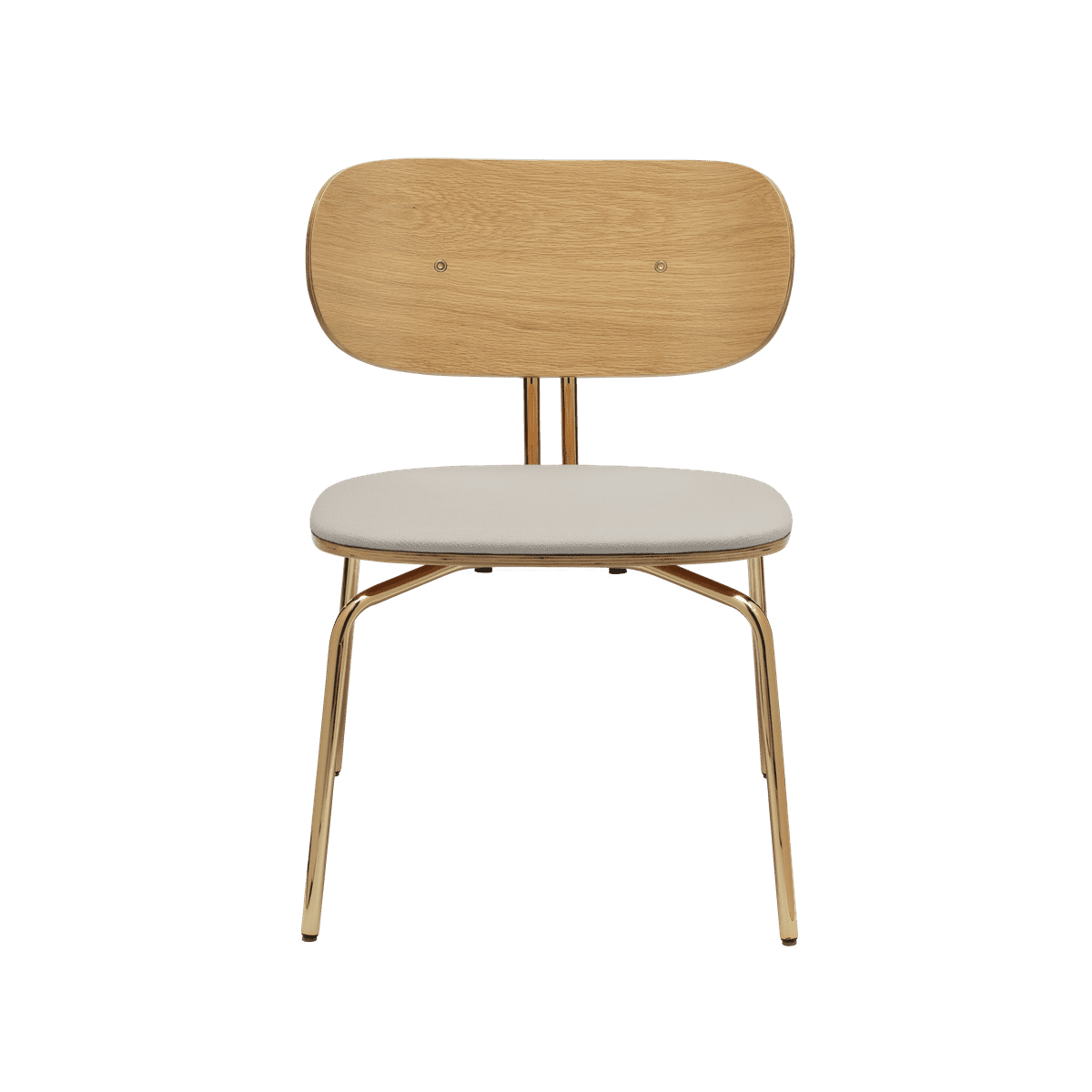 Beige neugieriger Sessel mit einer goldenen Basis