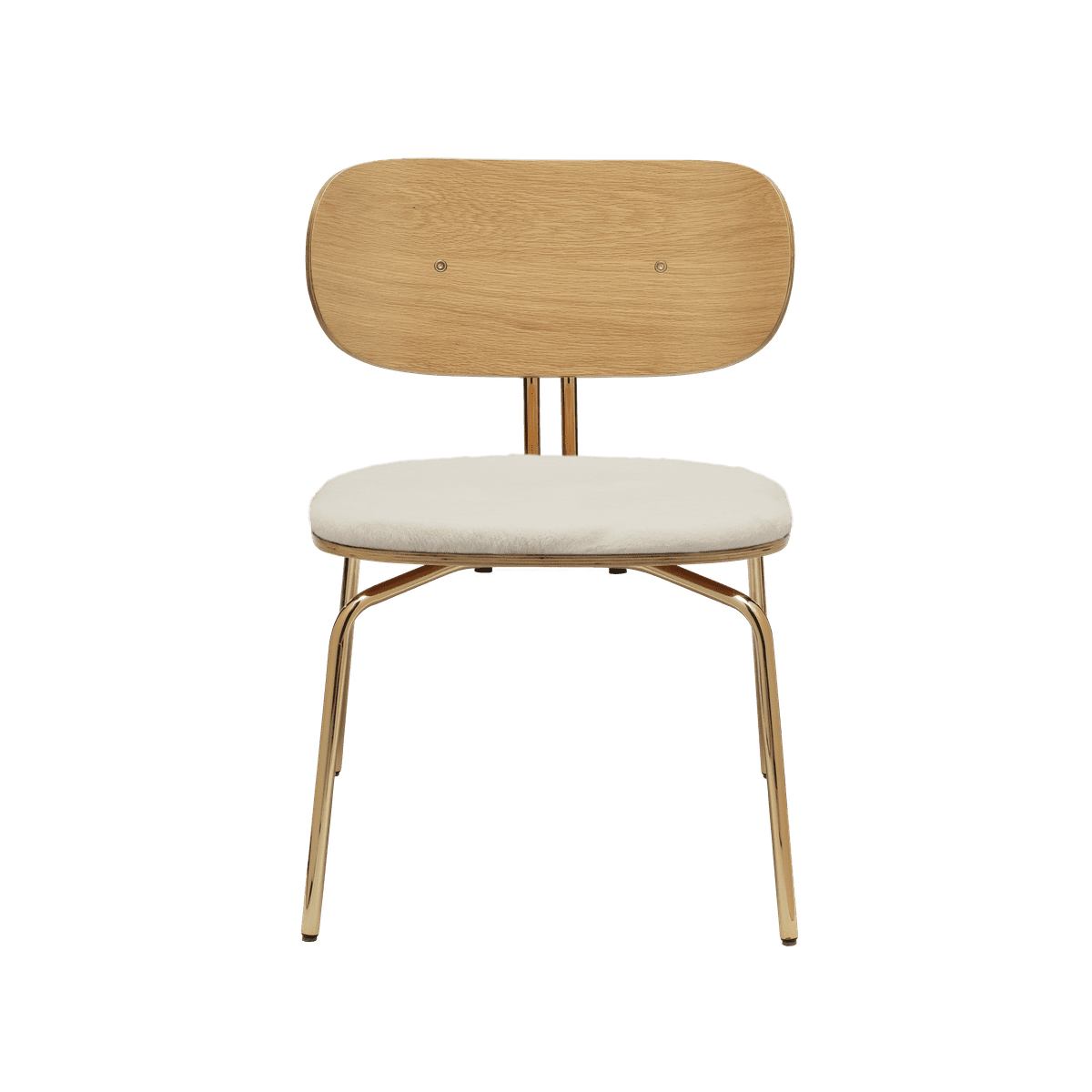 Fauteuil CURIOUS crèmekleurig pluche met gouden basis