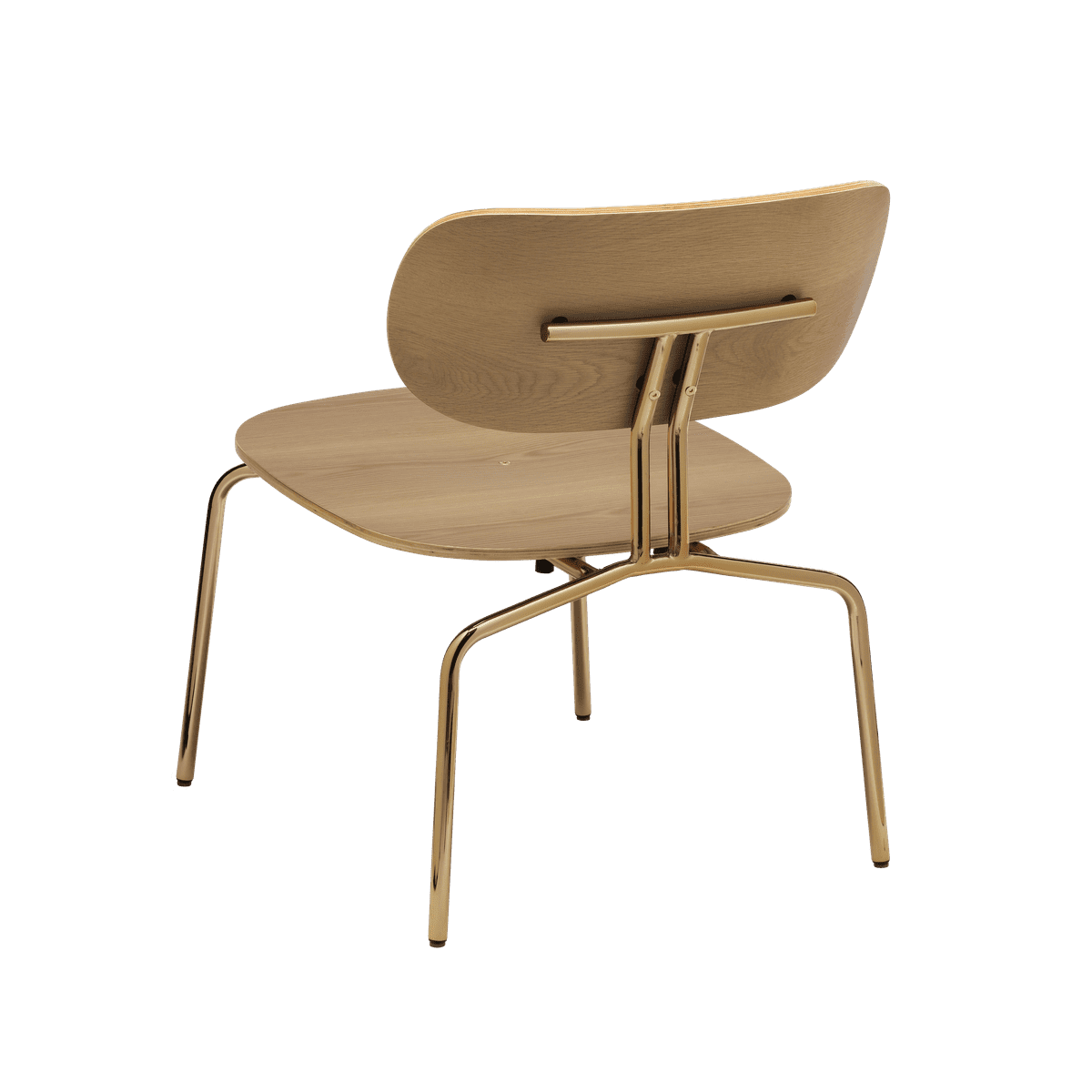 Neugieriger Eichenfurnier -Sessel mit einer goldenen Basis