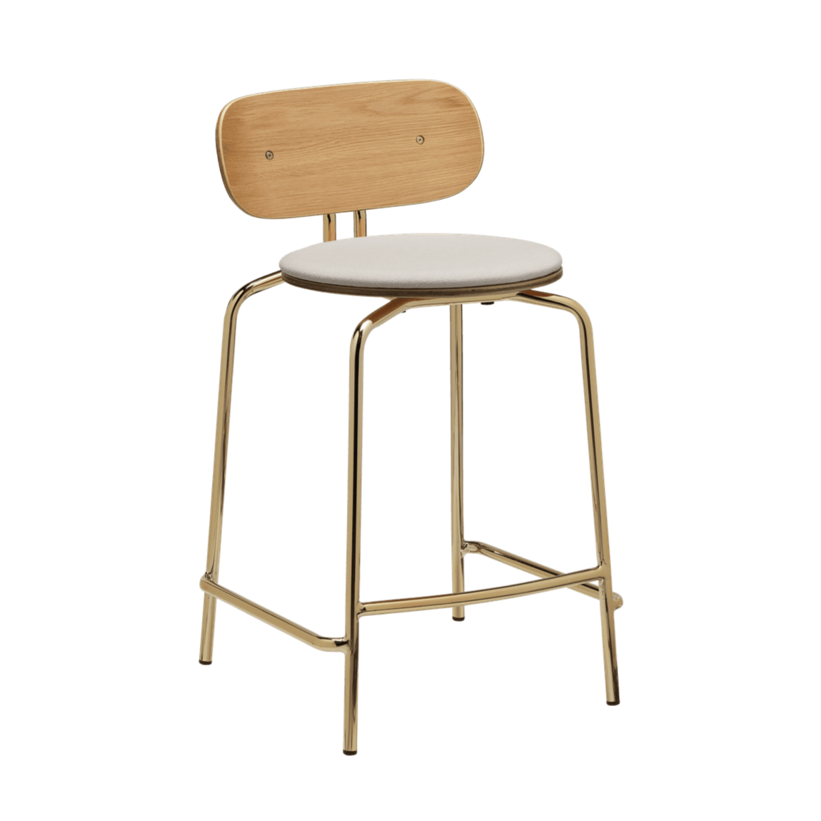 Hocker CURIOUS beige met gouden basis