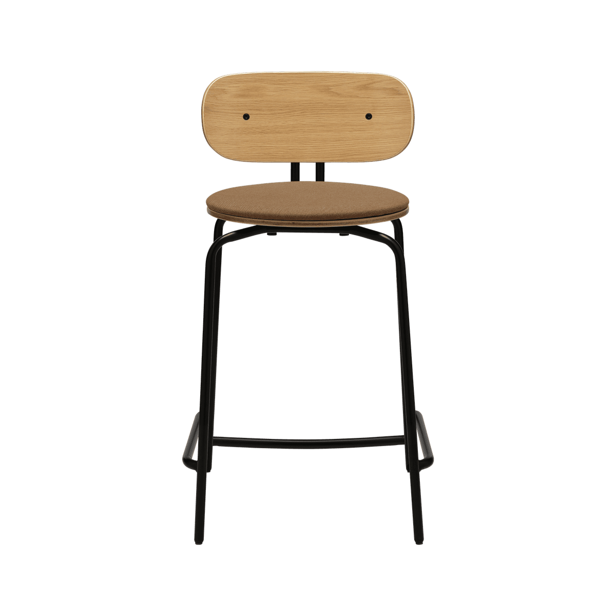 Hocker CURIOUS kaneelkleurig met zwarte basis