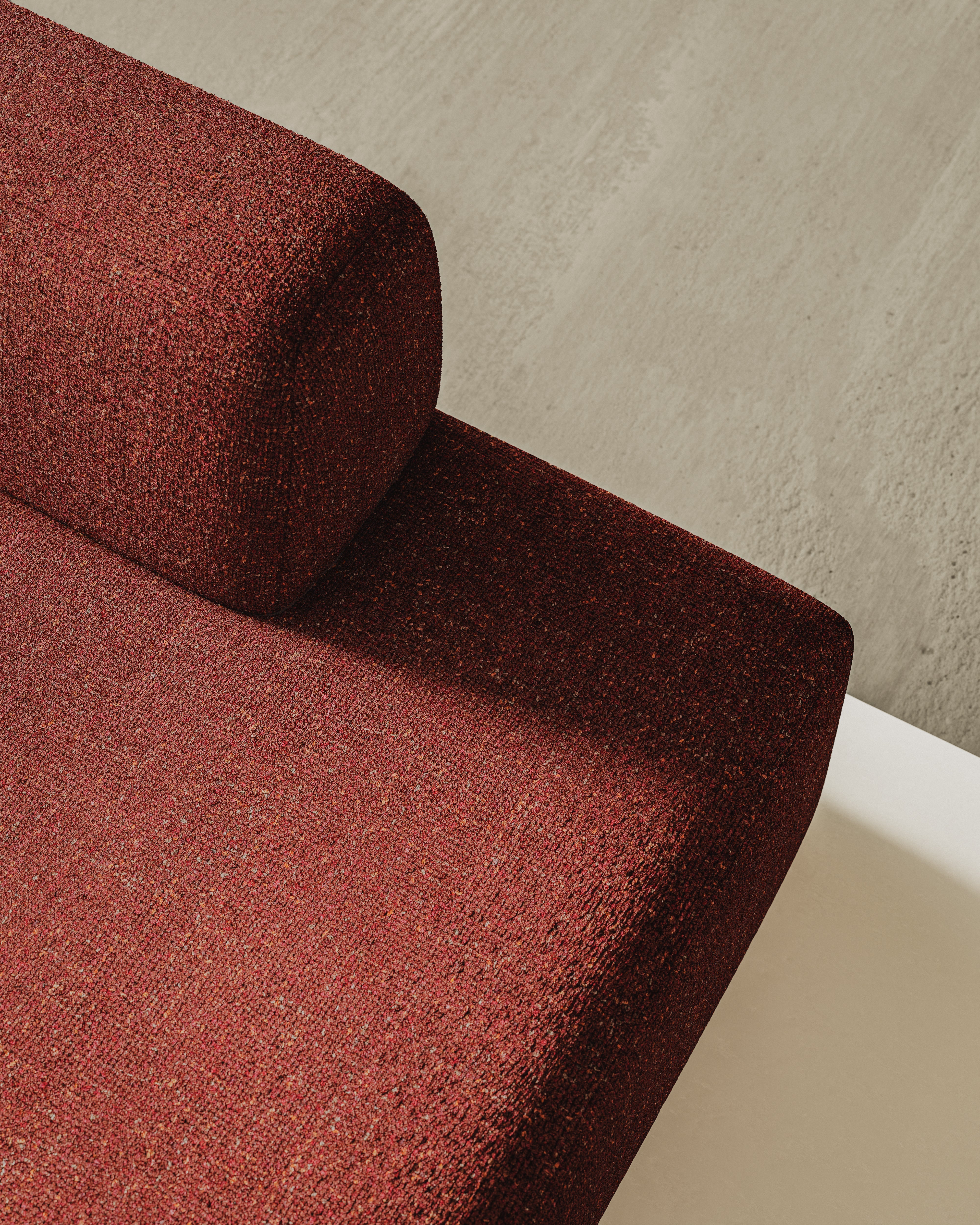 Open rechter moduleerbare hoekbank UMI kastanjebruin rood