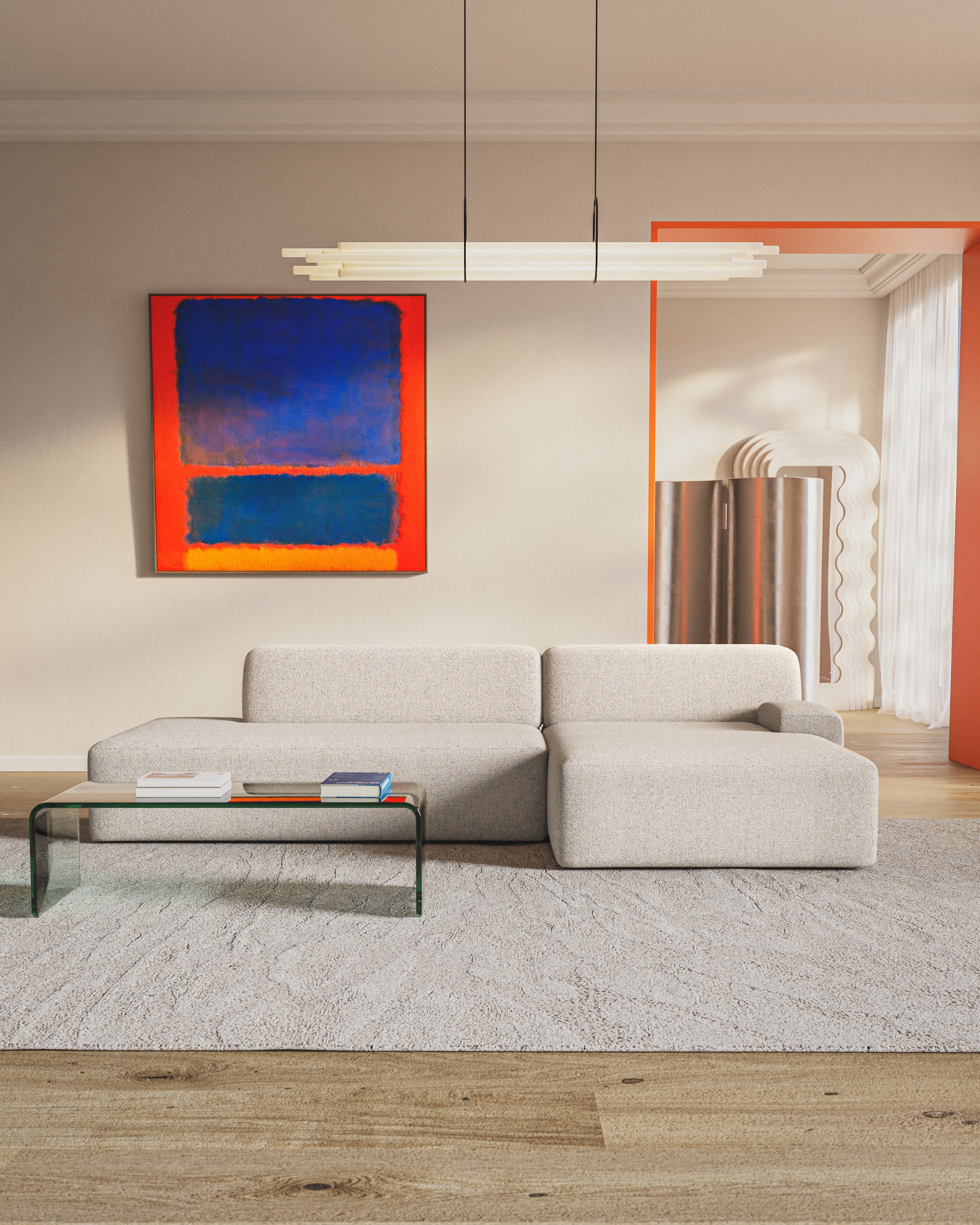 Open right-sided modular corner sofa UMI beige