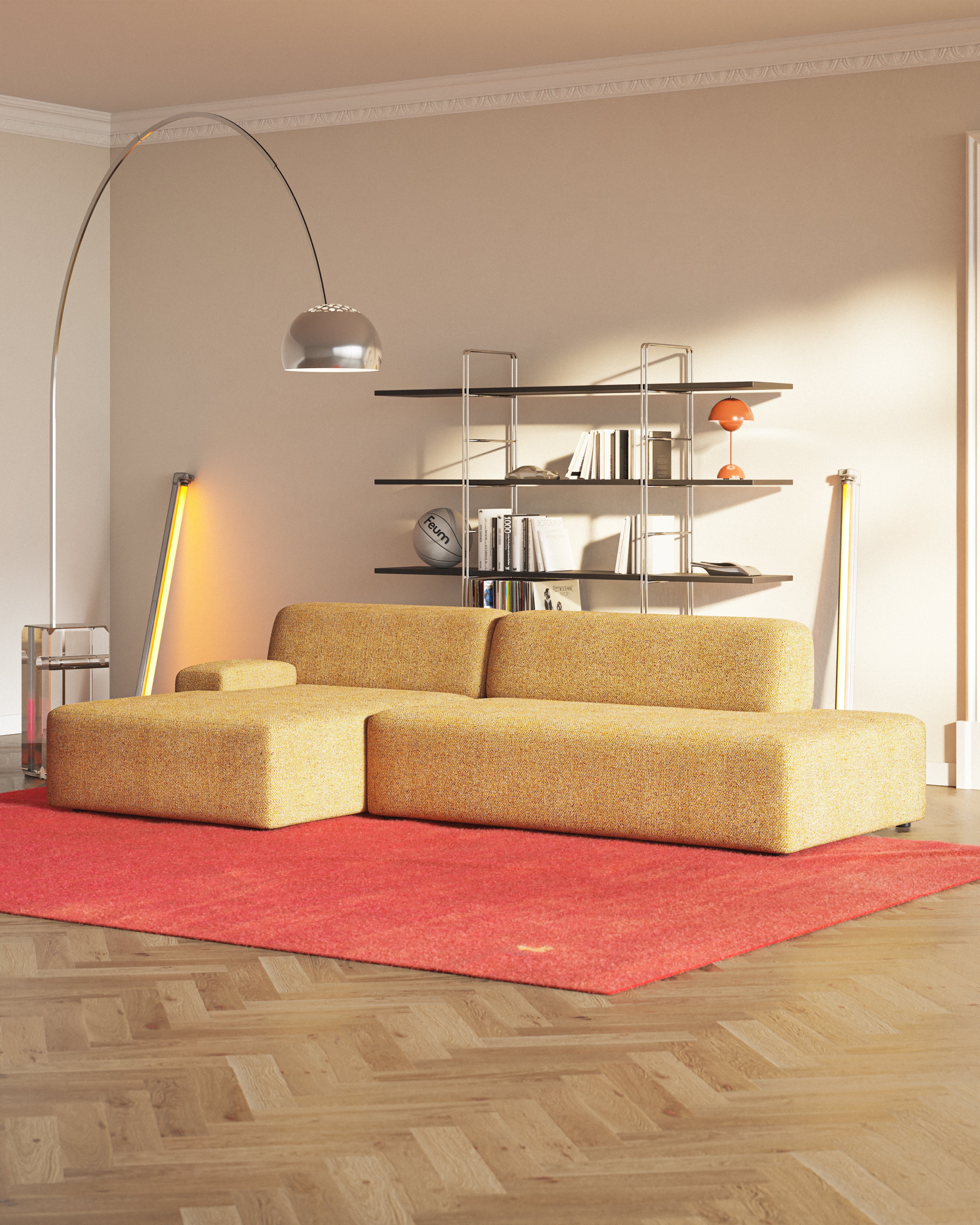 Offene linke modulare Eckcouch UMI herbstlich orange