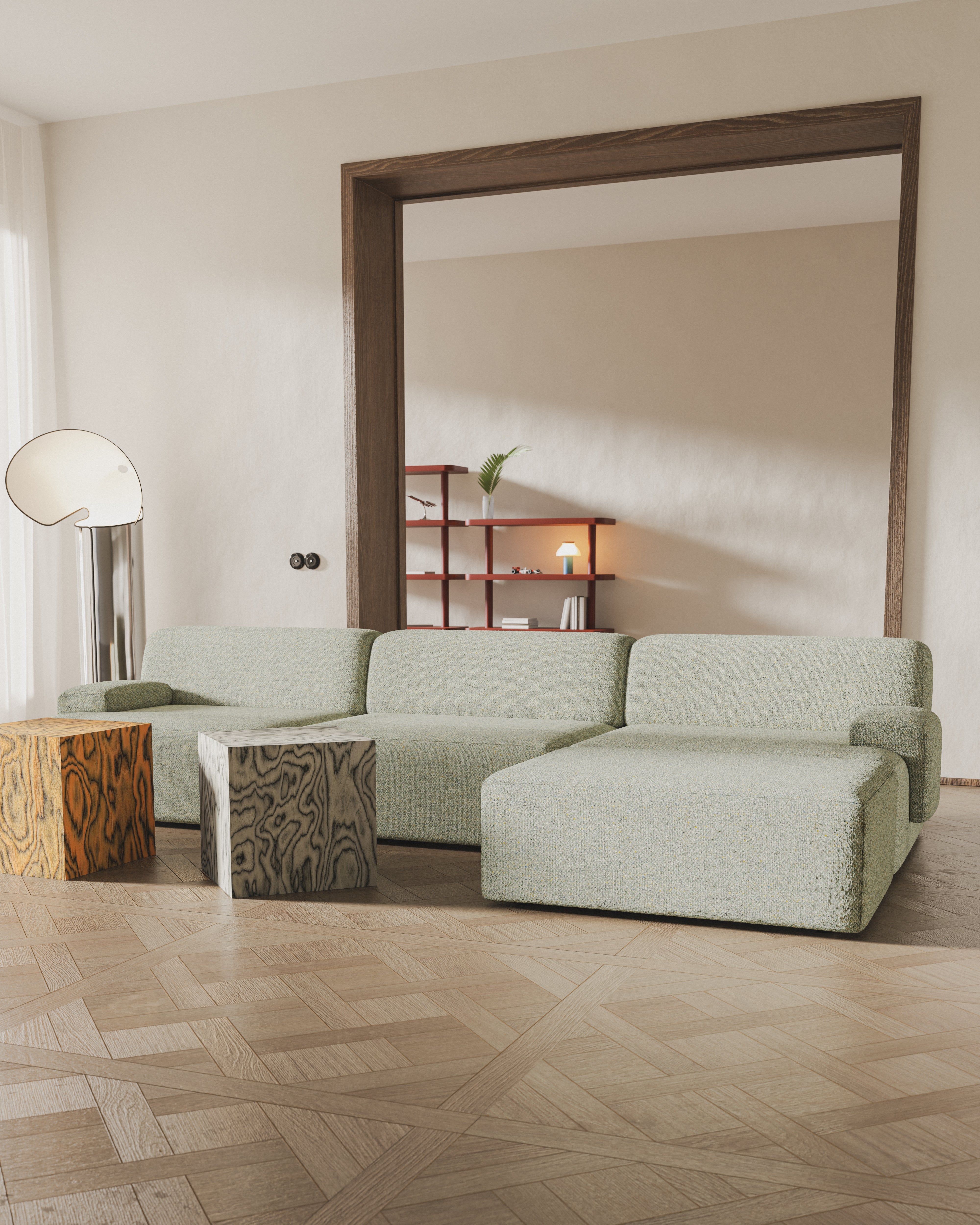 Modulares 3-Sitzer-Sofa UMI hellgrün
