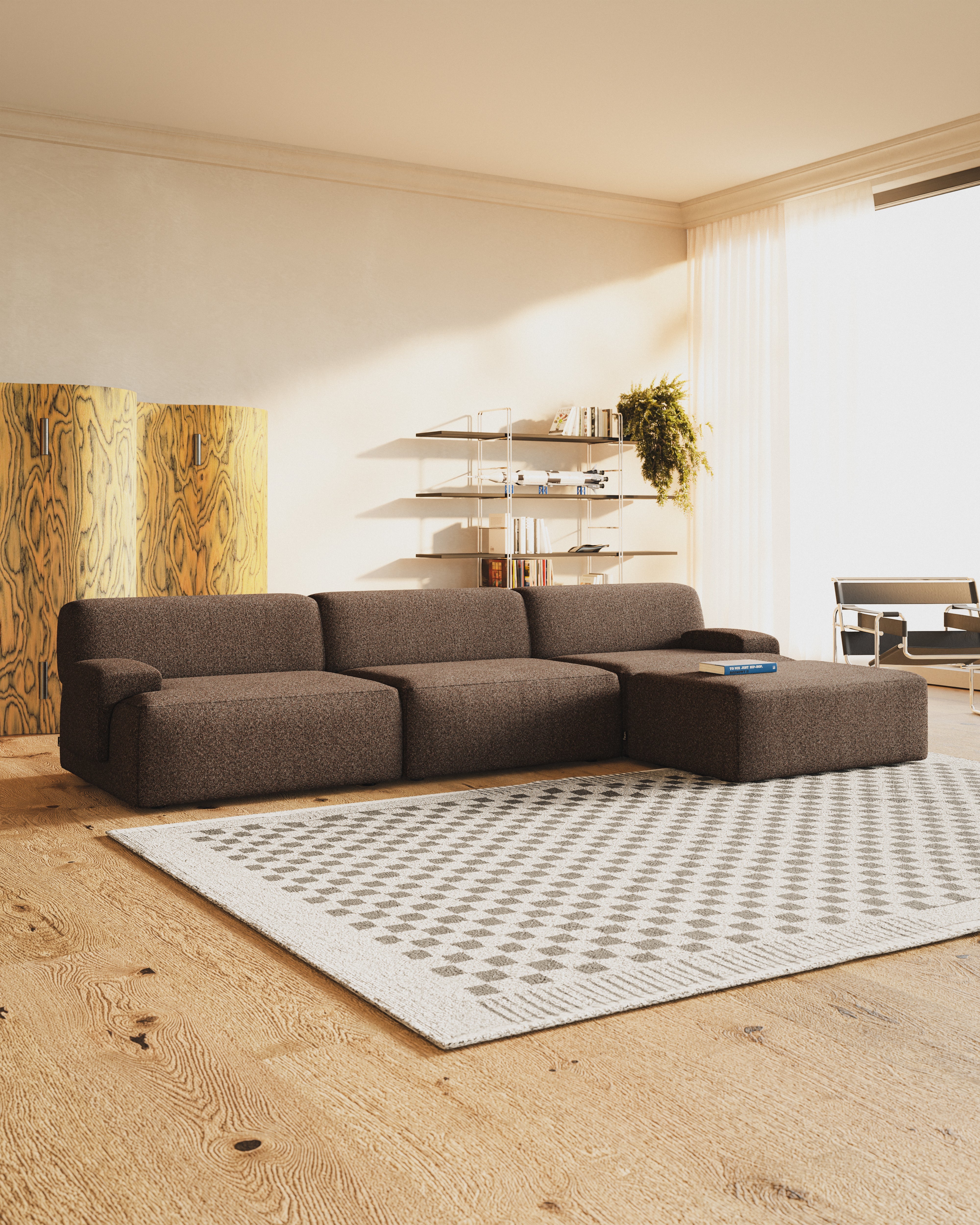 Modular corner sofa for 3 people UMI brown