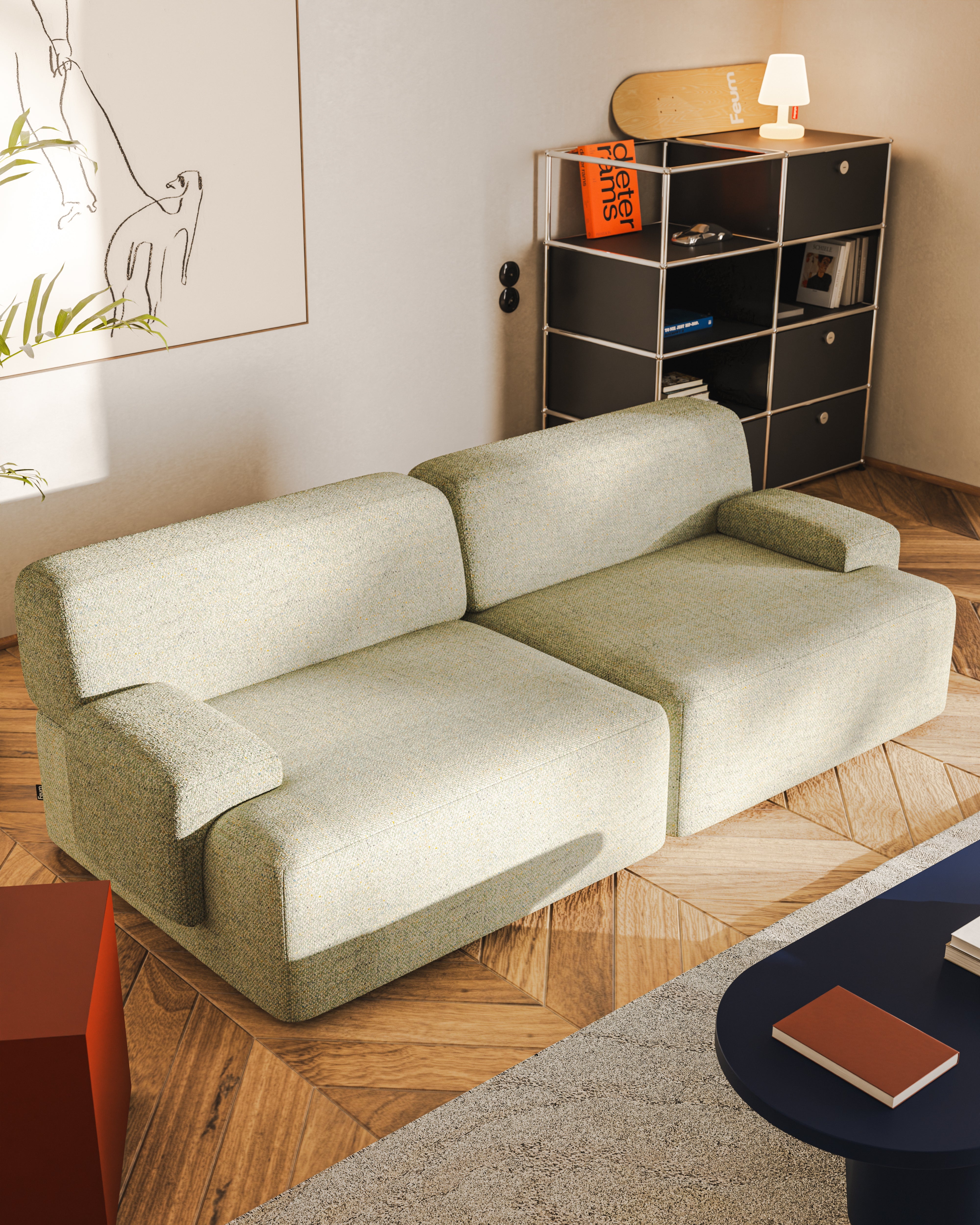 Modular 2-Seater Sofa UMI Light Green