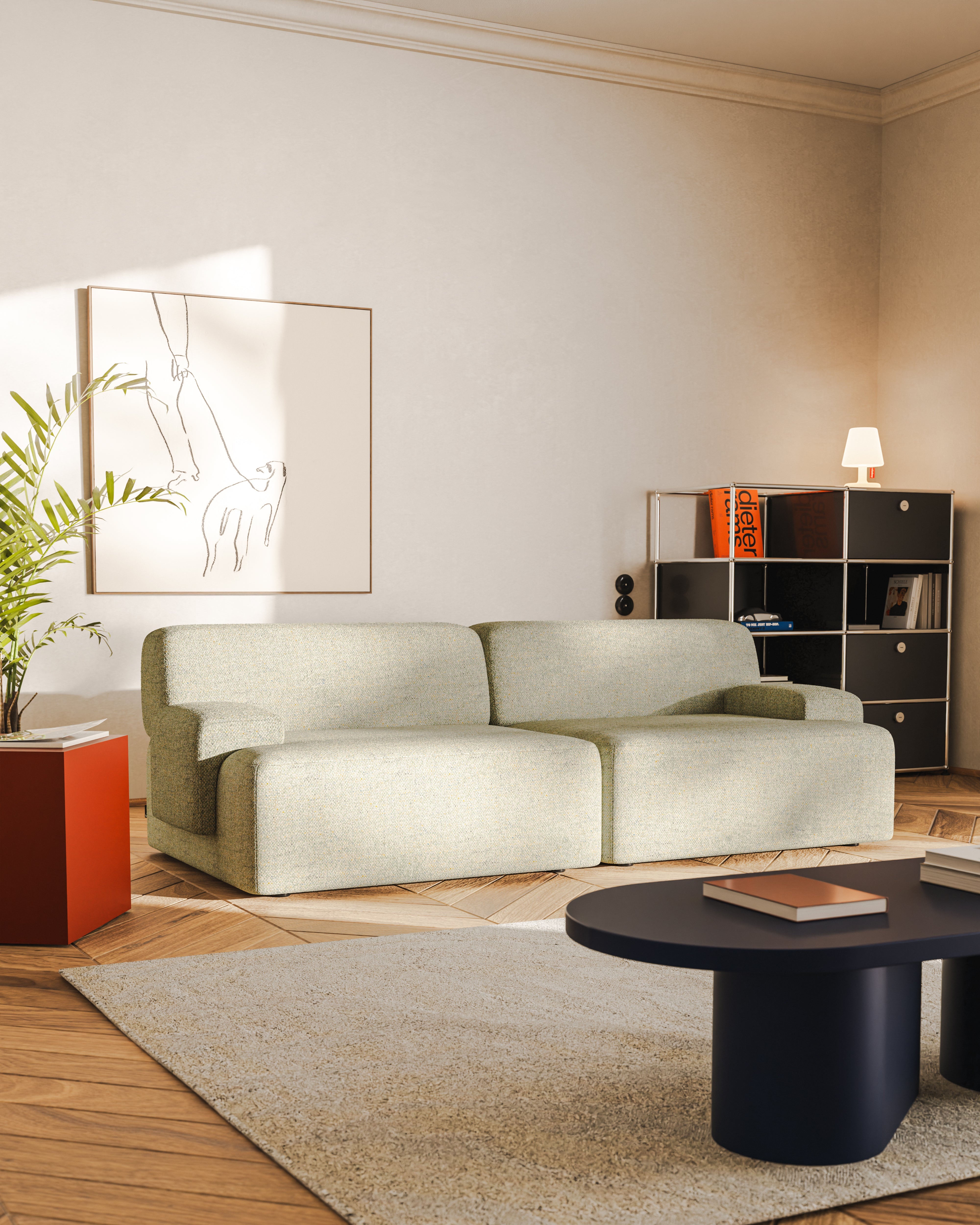 Modular 2-Seater Sofa UMI Light Green