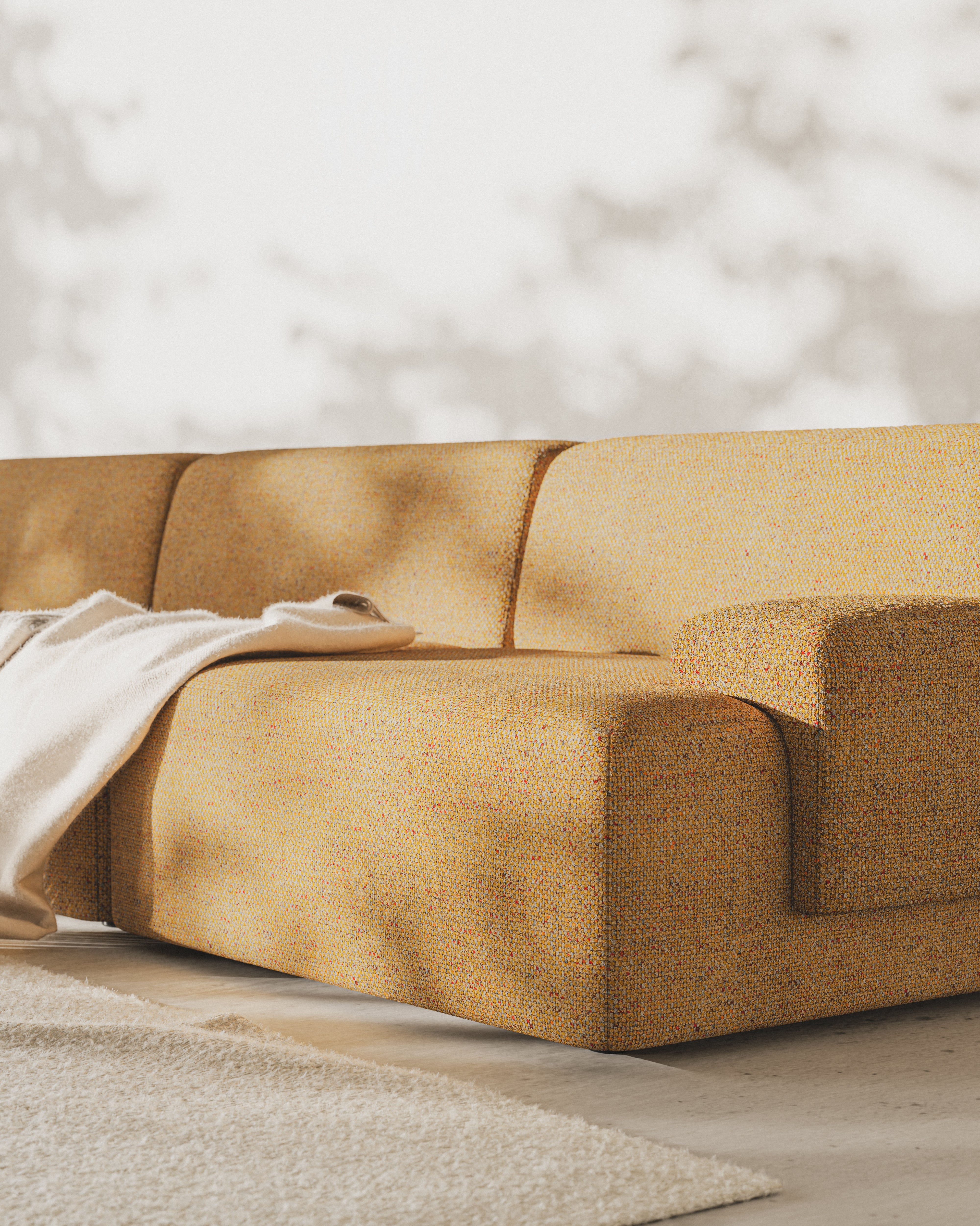 Modulares 3-Sitzer-Sofa UMI in herbstlichem Orange