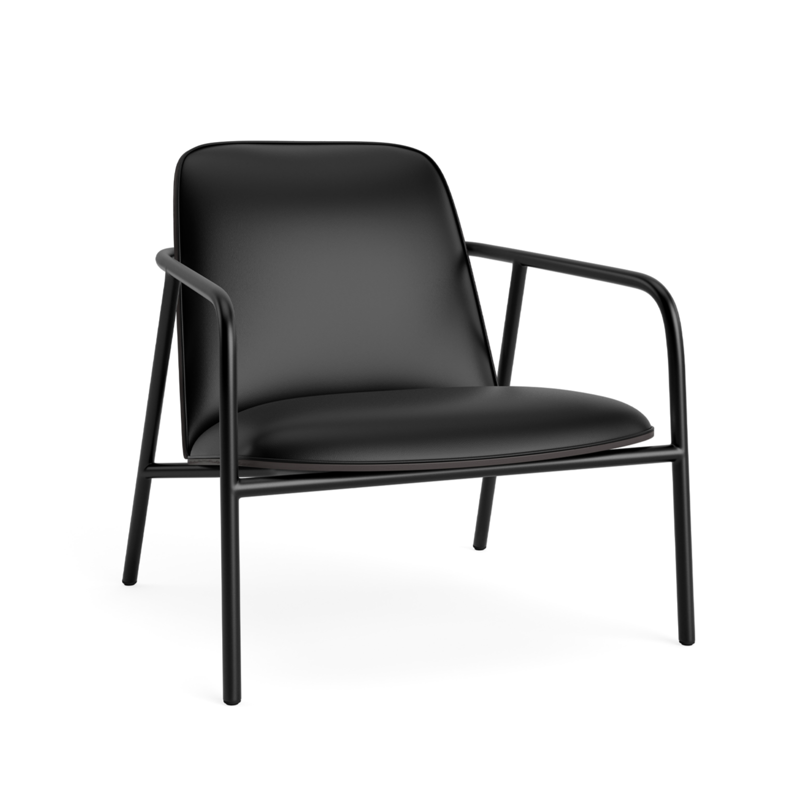 Gepolsterter Sesselblock niedriger schwarzer Aschefurnier mit schwarzer Basis