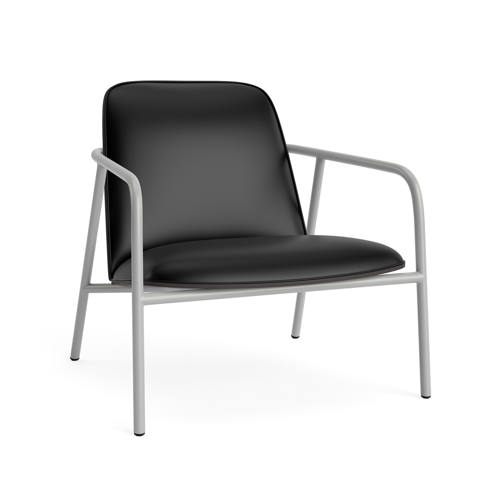 Gestoffeerde fauteuil PAD LOW zwart essenhout met grijze basis