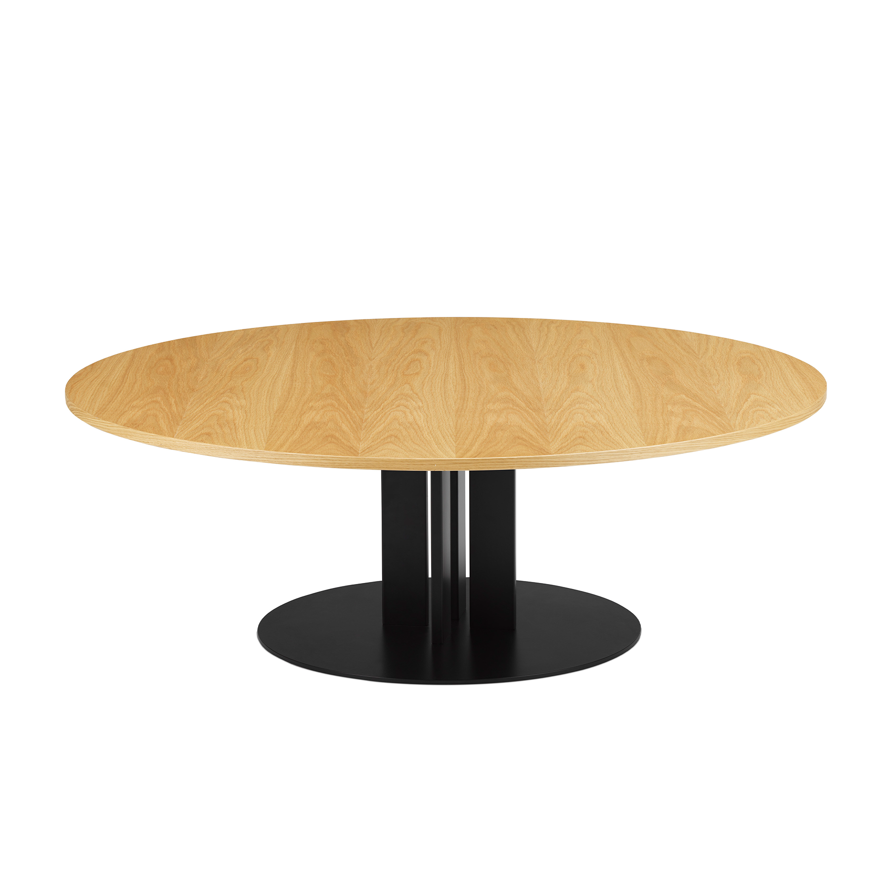 Runder Couchtisch Scala furniert mit einer schwarzen Basis