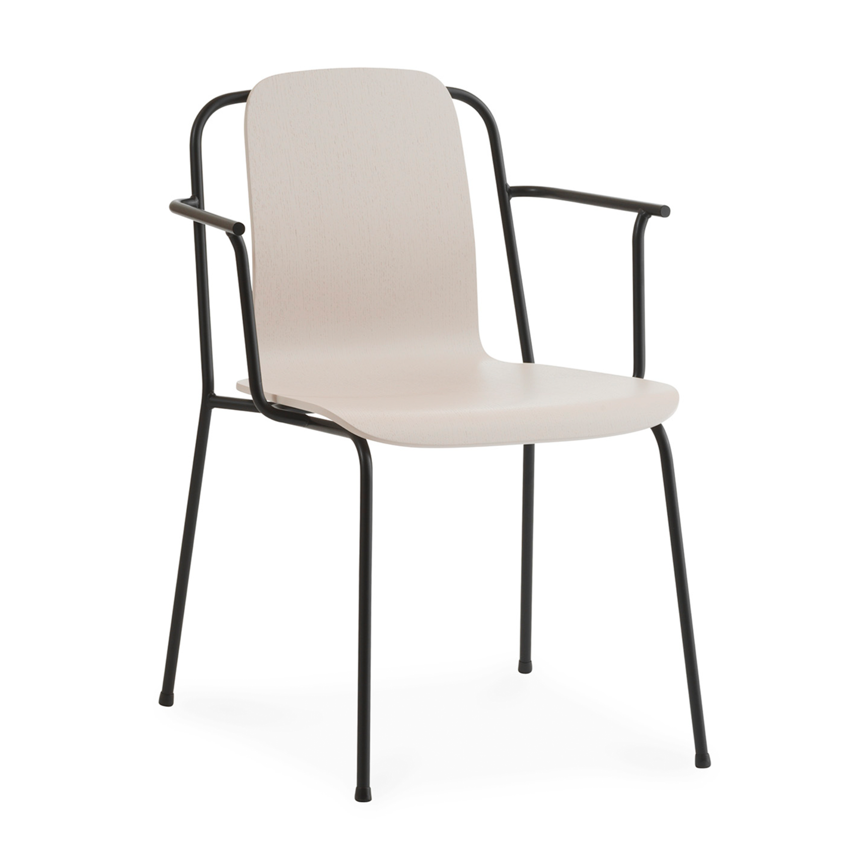 Studio armstoel lichtgrijs essenhoutfineer met zwarte basis