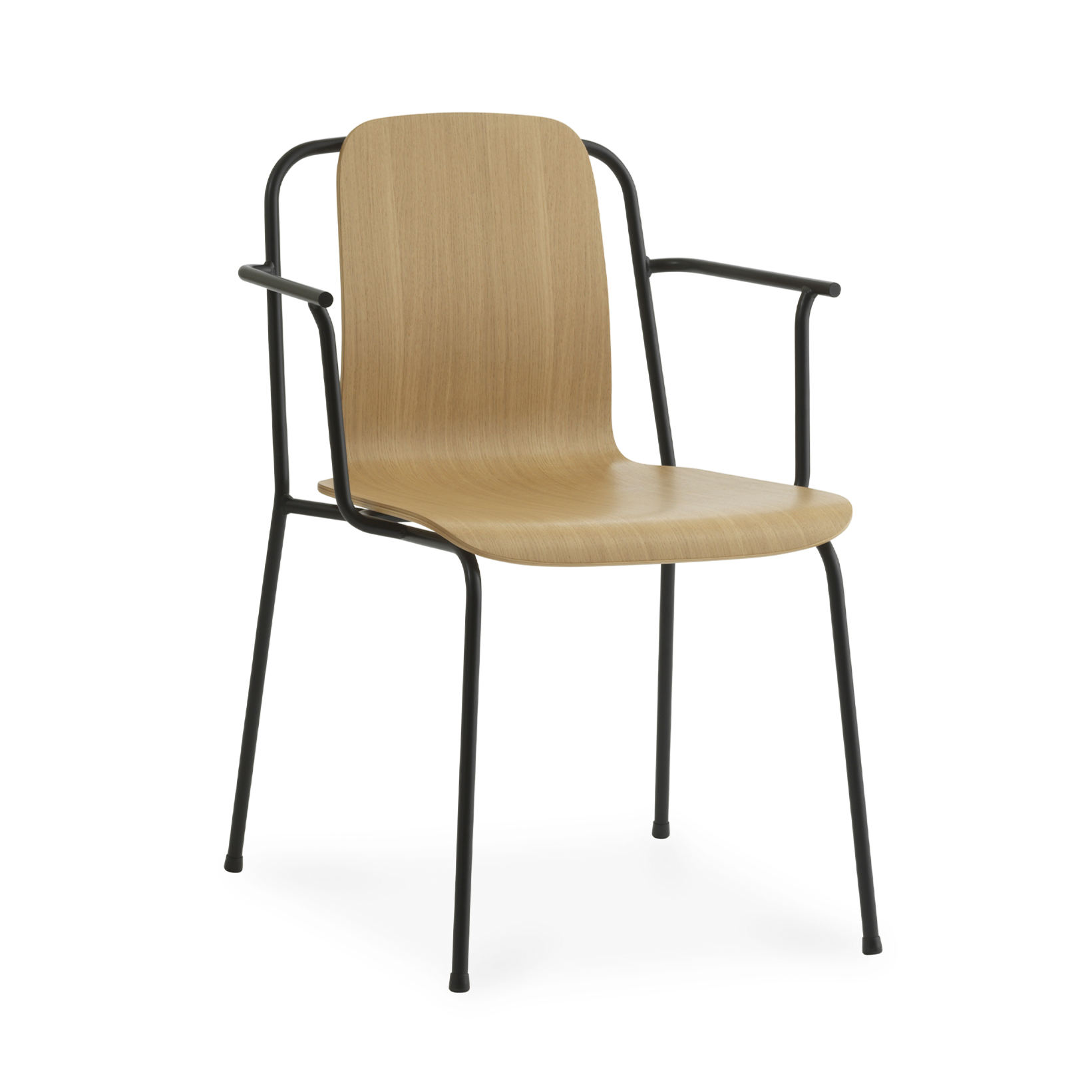 Chair with armrests Studio Veneer Oak with a black base