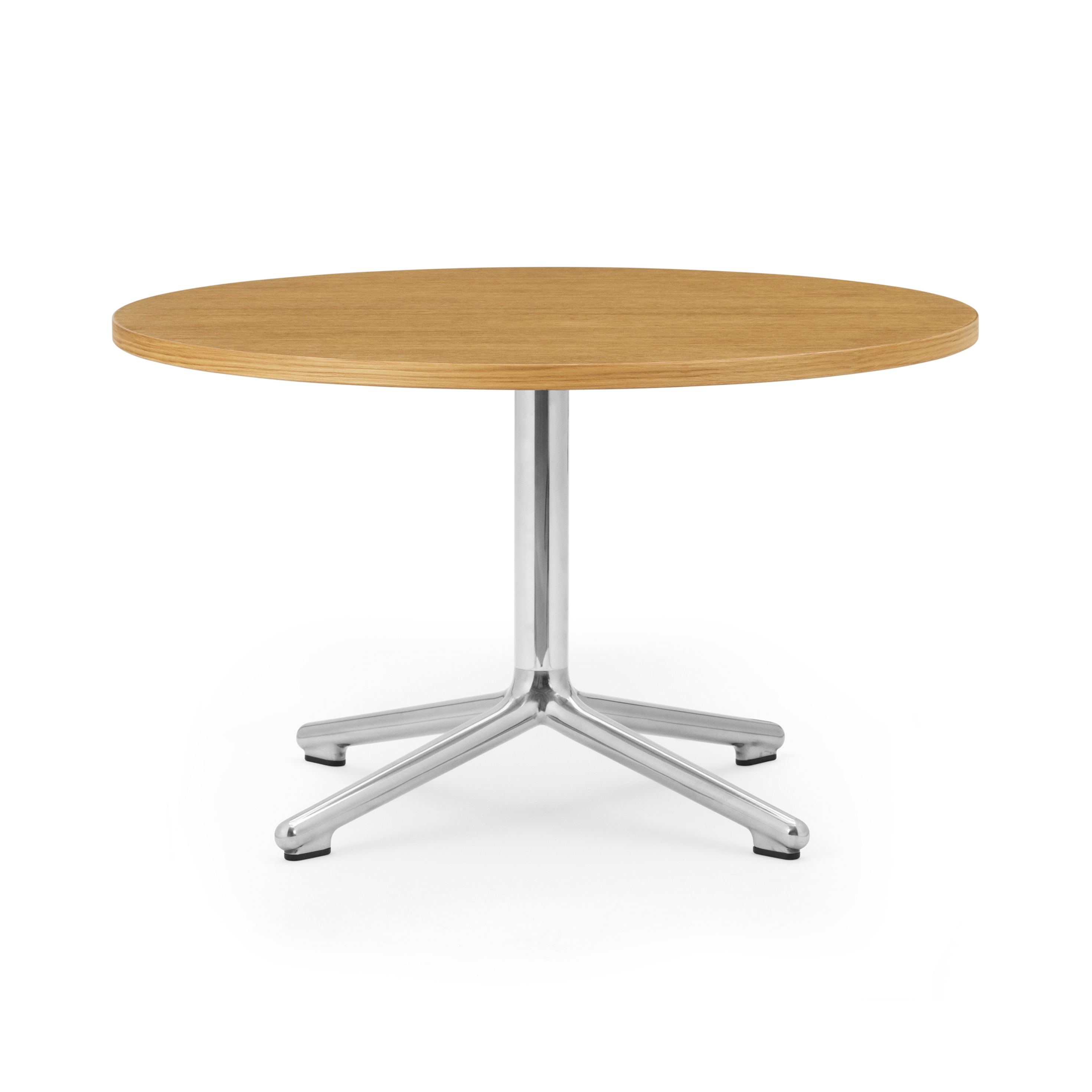 LUNAR koffietafel met een natuurlijk eiken blad en een aluminium basis