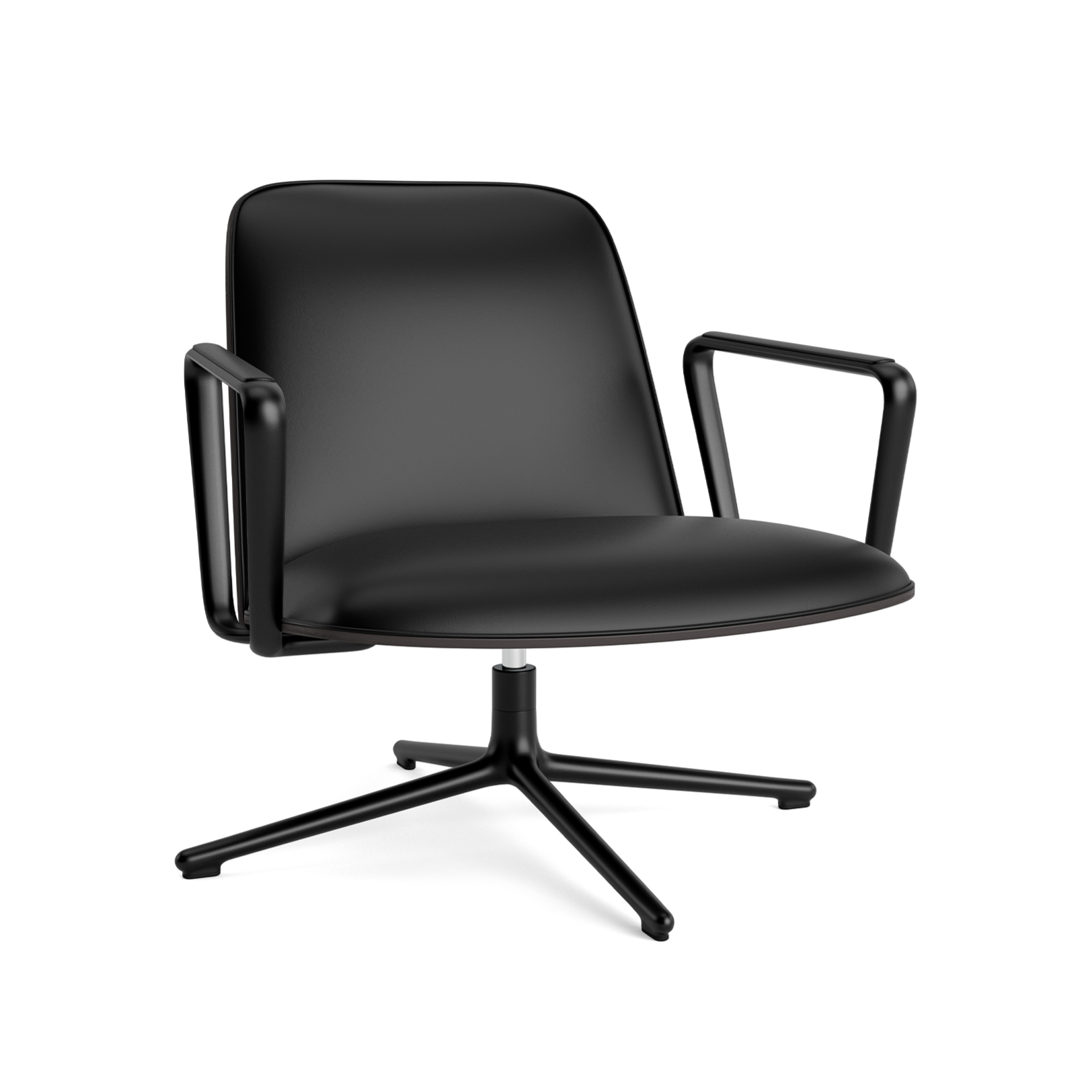 Draaistoel PAD LOW zwart essenhoutfineer met zwarte basis