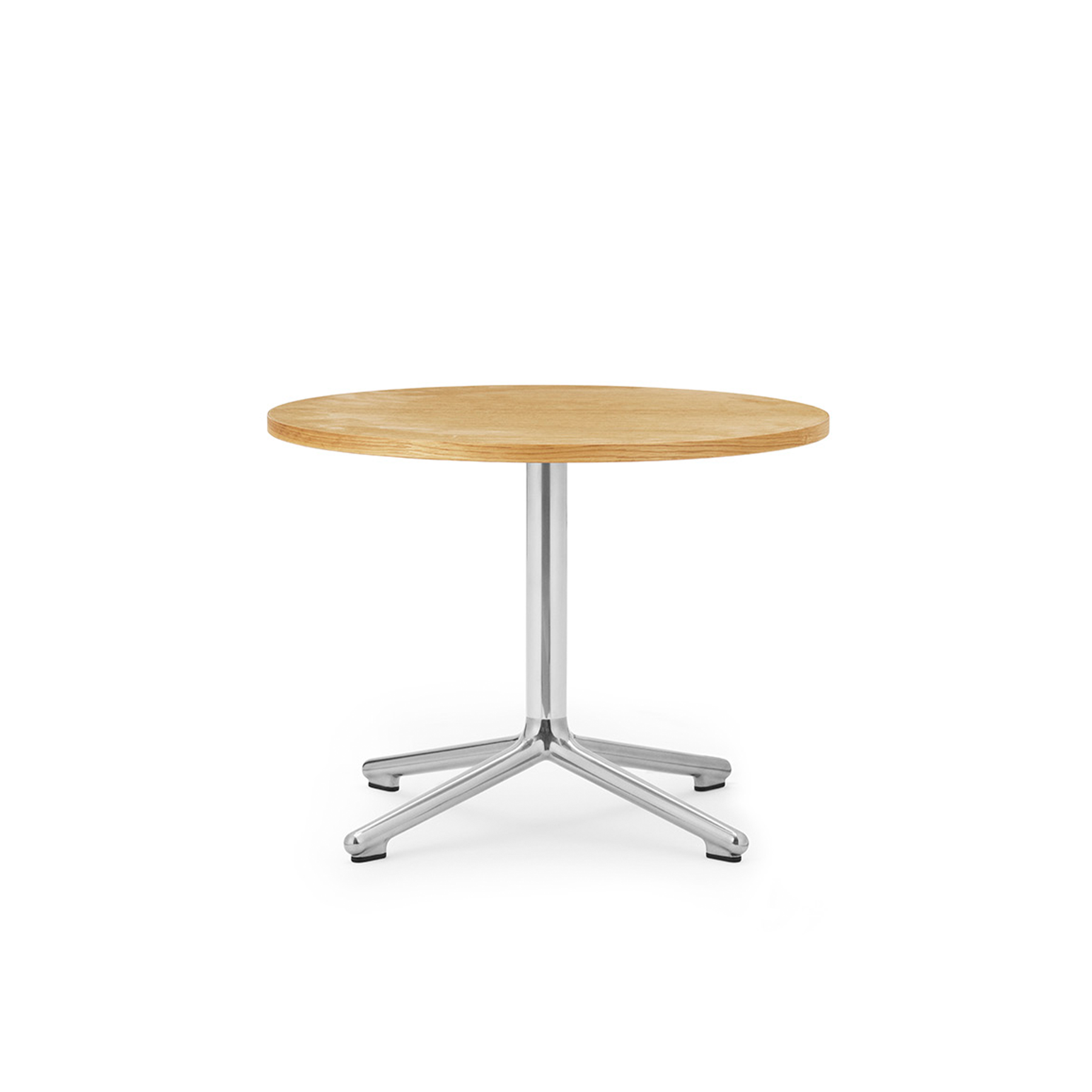 LUNAR koffietafel met een natuurlijk eiken blad en een aluminium basis