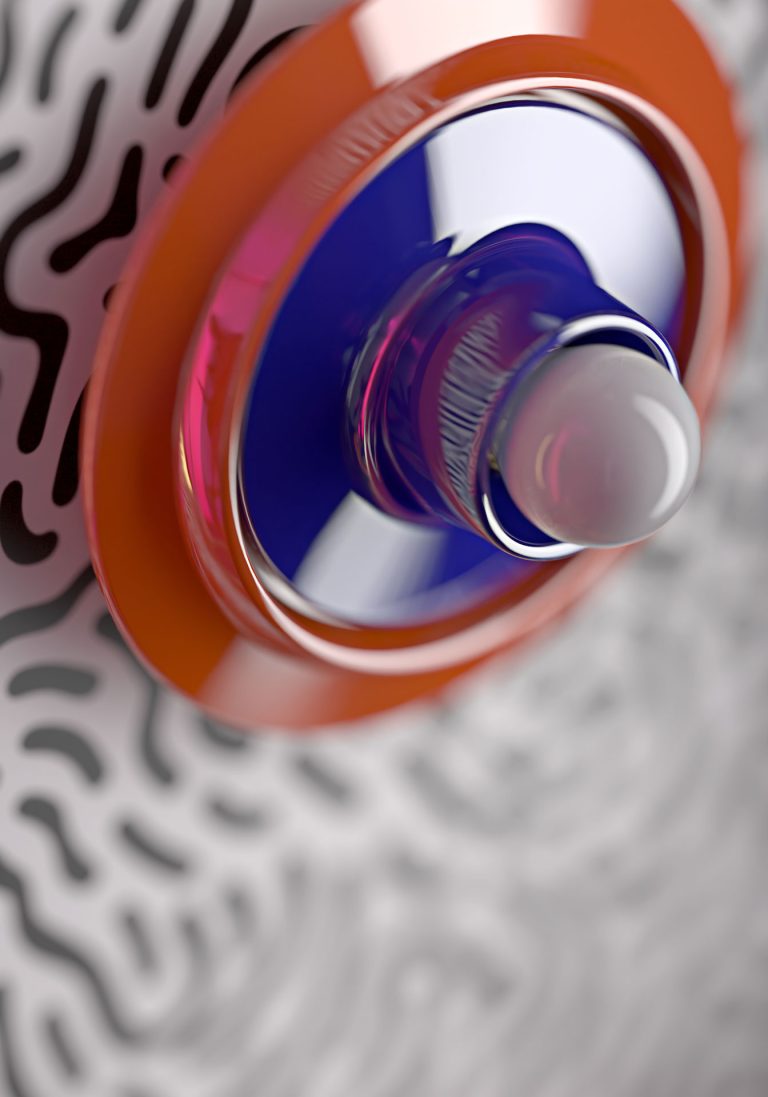 Keramik-Wandleuchte VOILÀ orange mit Kobalt